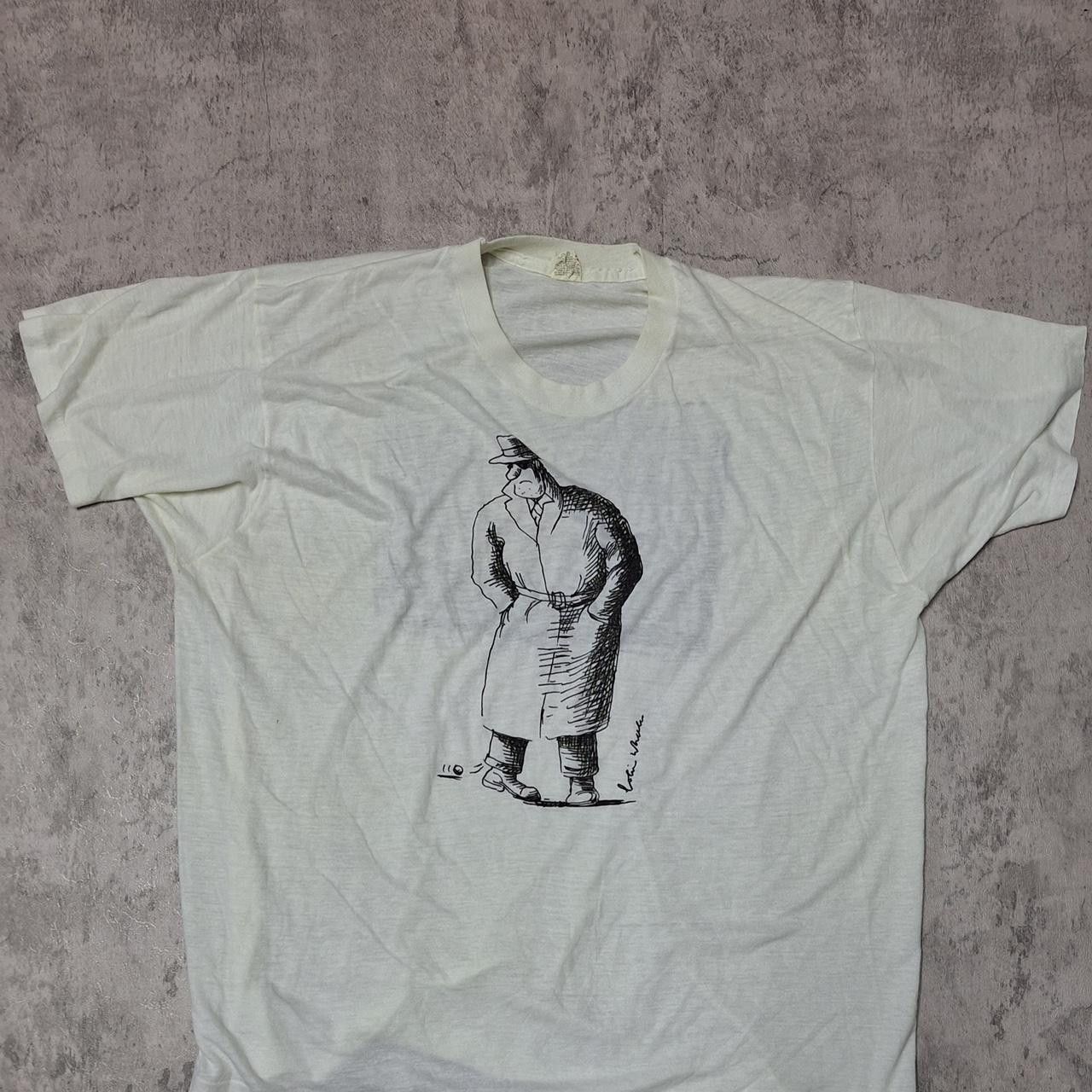 Other Single stitch 1970s vintage white tee with black Size US XXL / EU 58 / 5 - 1 Thumbnail