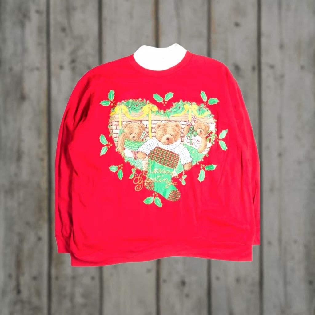 Vintage VINTAGE NutCracker Red Ugly Christmas Sweatshirt 2XL Adults Red Bears Christmas Vintage Sweatshirt Mens Womens 50105 Size XXL / US 16-18 / IT 52-54 - 1 Thumbnail