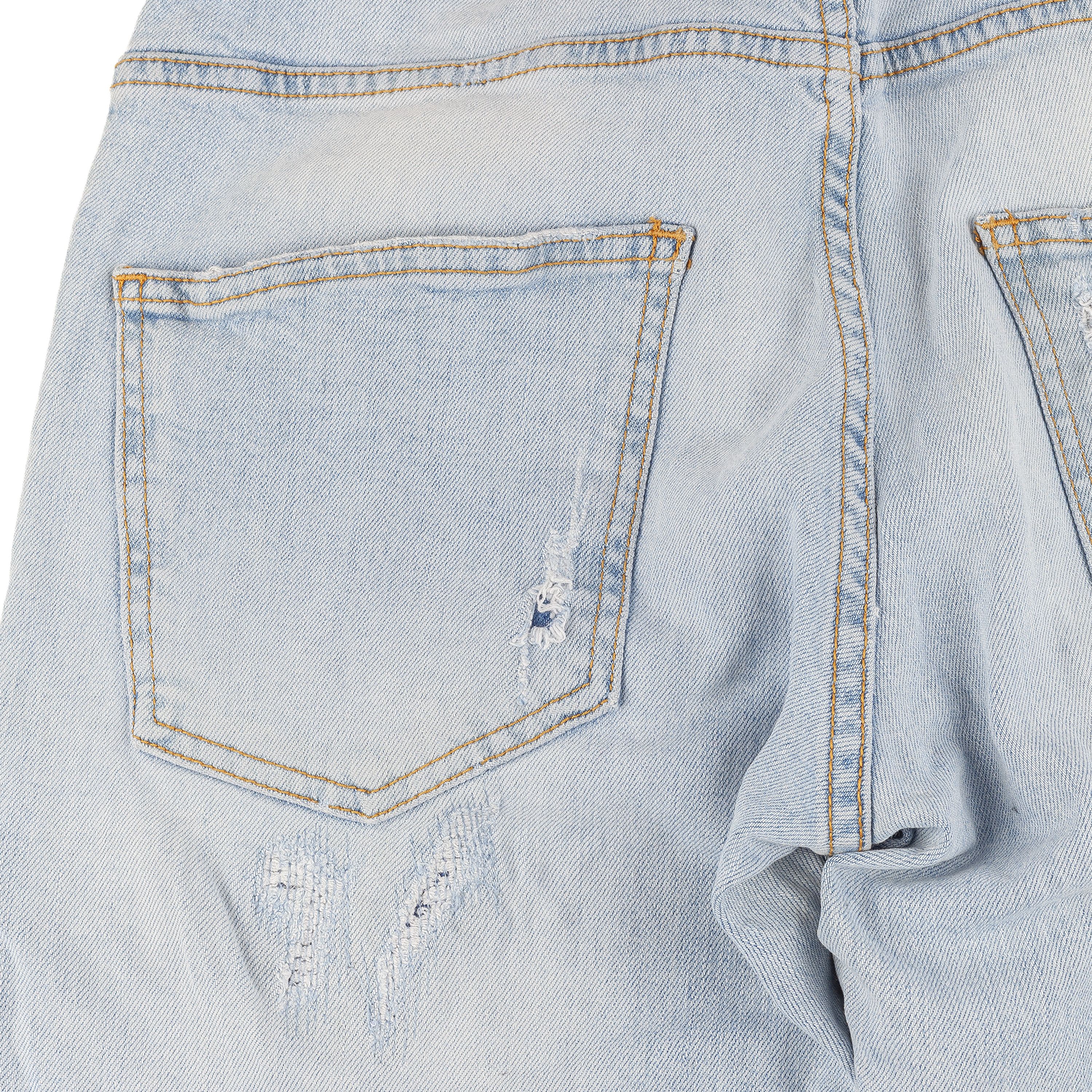 Balmain Pierre Balmain Blue Denim Distressed Biker Skinny Jeans Size US 31 - 5 Thumbnail
