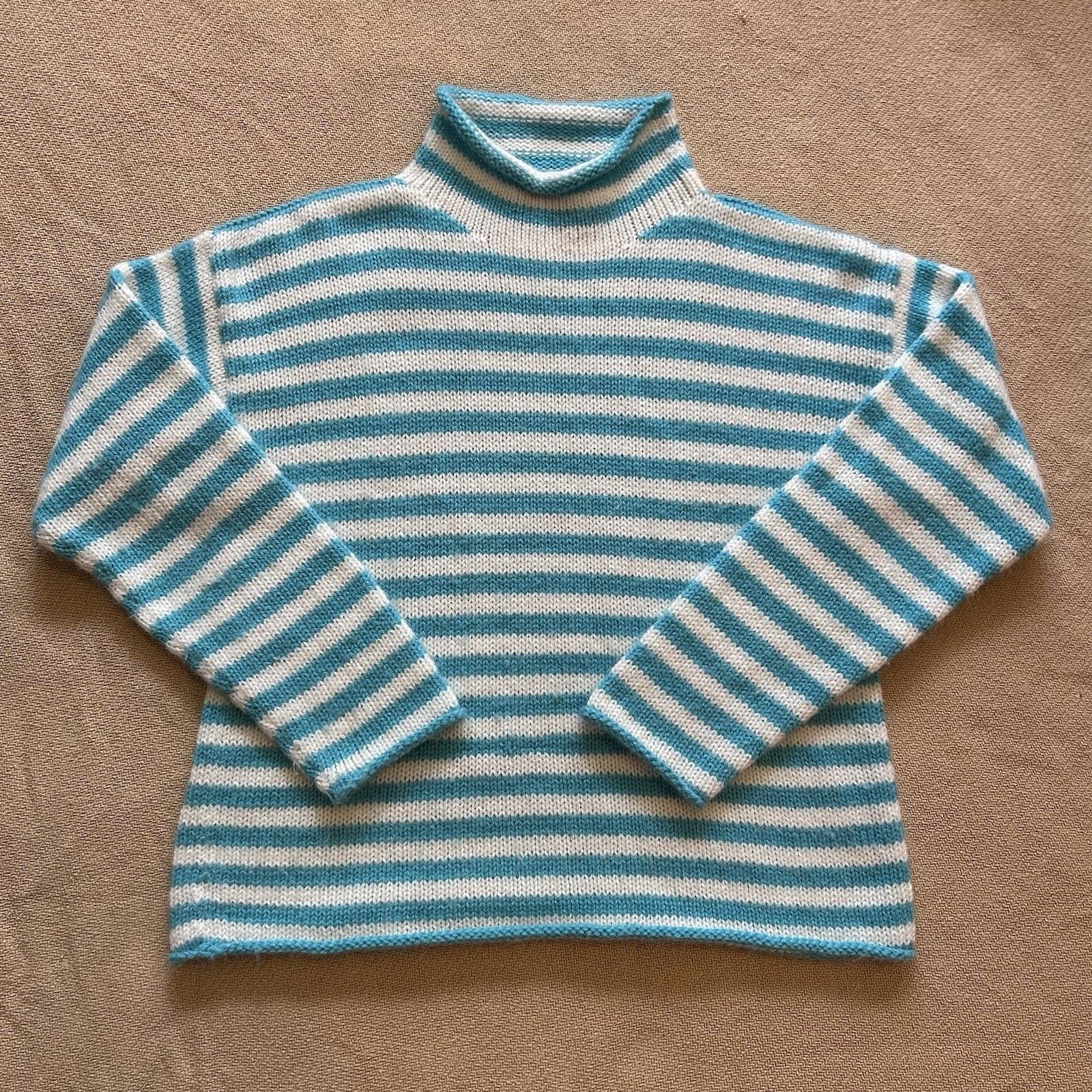 Vintage American South Side Alpaca Wool Striped Turtleneck Sweater Size M / US 6-8 / IT 42-44 - 1 Thumbnail
