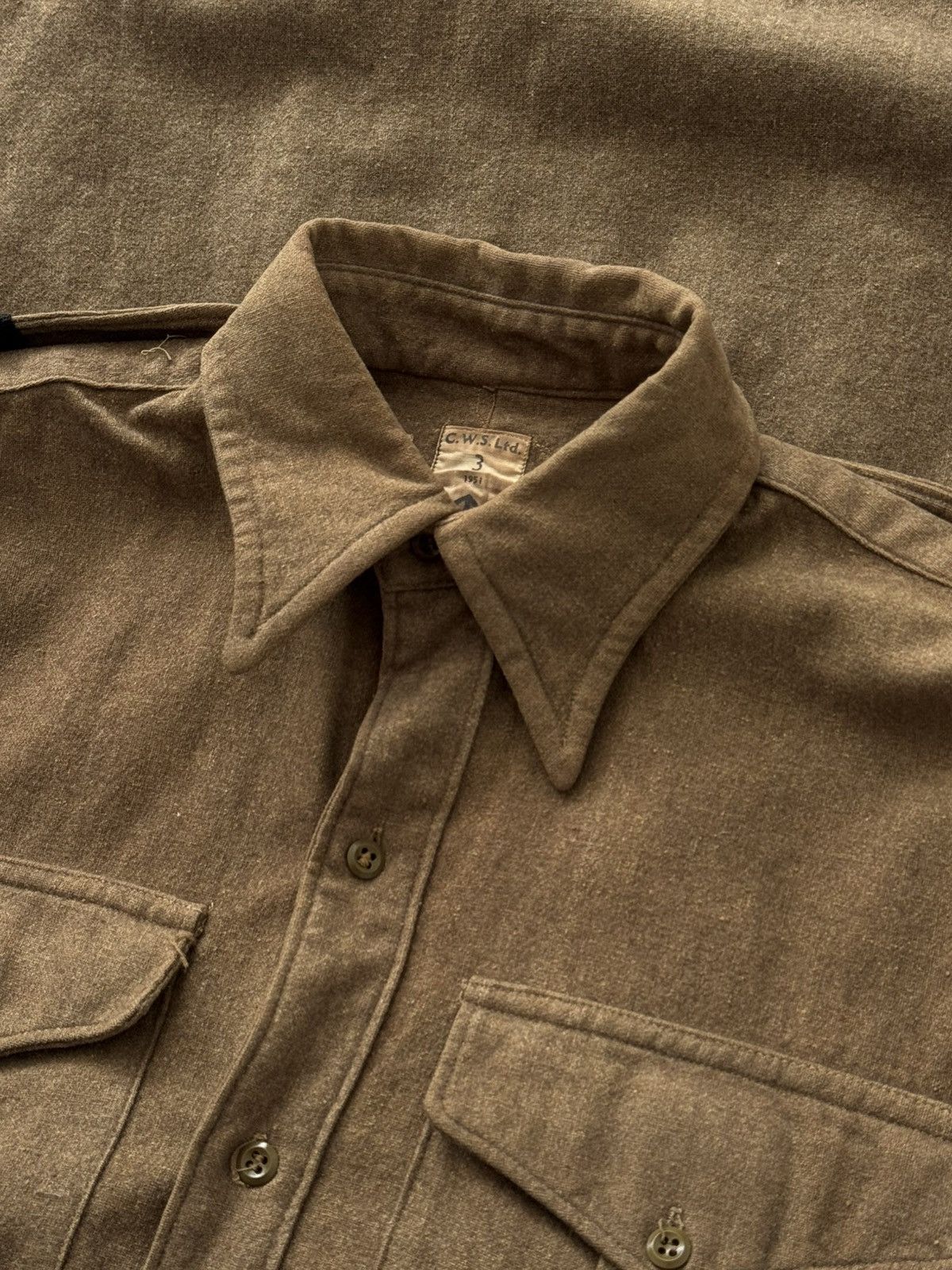 Vintage 1951 Dated Vintage British Army Wool Khaki Shirt Size US M / EU 48-50 / 2 - 3 Thumbnail