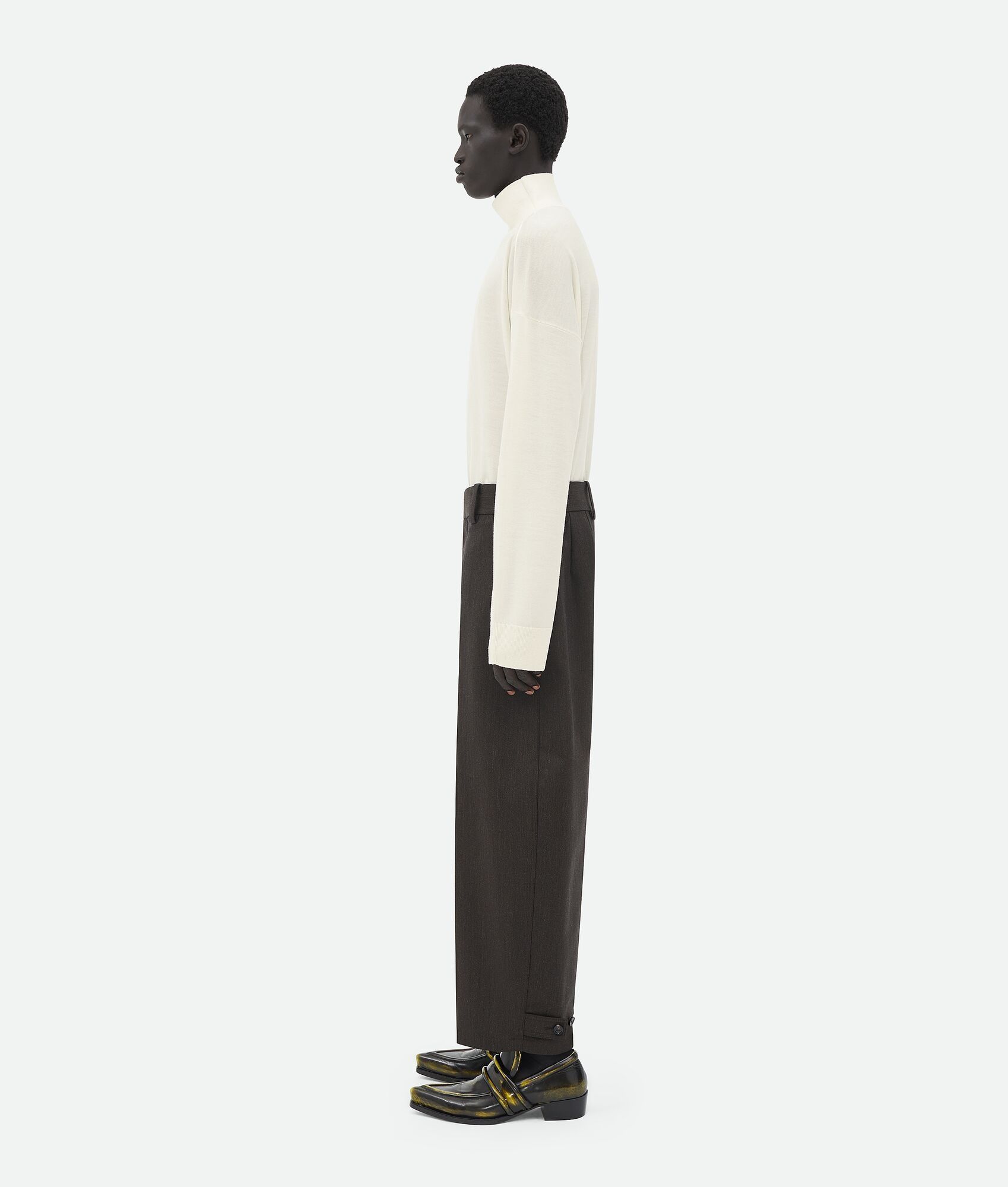 Bottega Veneta o1n1vont1224 Bicolor Wool Cropped Pant in Chocolate Brown Size US 32 / EU 48 - 2 Thumbnail