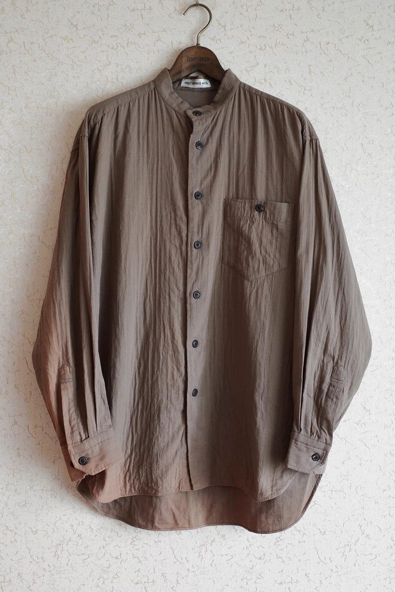 Issey Miyake Issey Miyake Men 90s Sun-Faded Cotton Voile Collarless Shirt Size US L / EU 52-54 / 3 - 1 Thumbnail