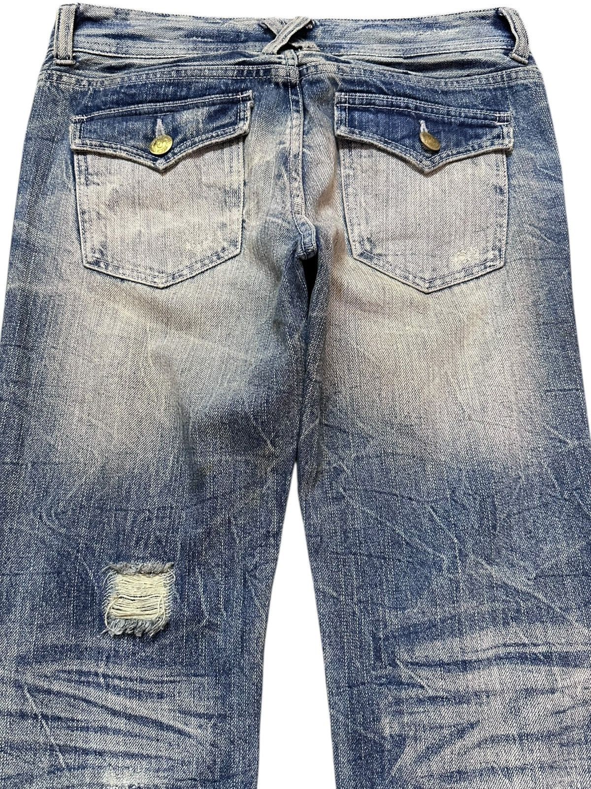 Gene Par Yukio Mishiba Vintage Gennaro Flare Faded Grunge Ripped Distressed Denim Size US 30 / EU 46 - 7 Thumbnail
