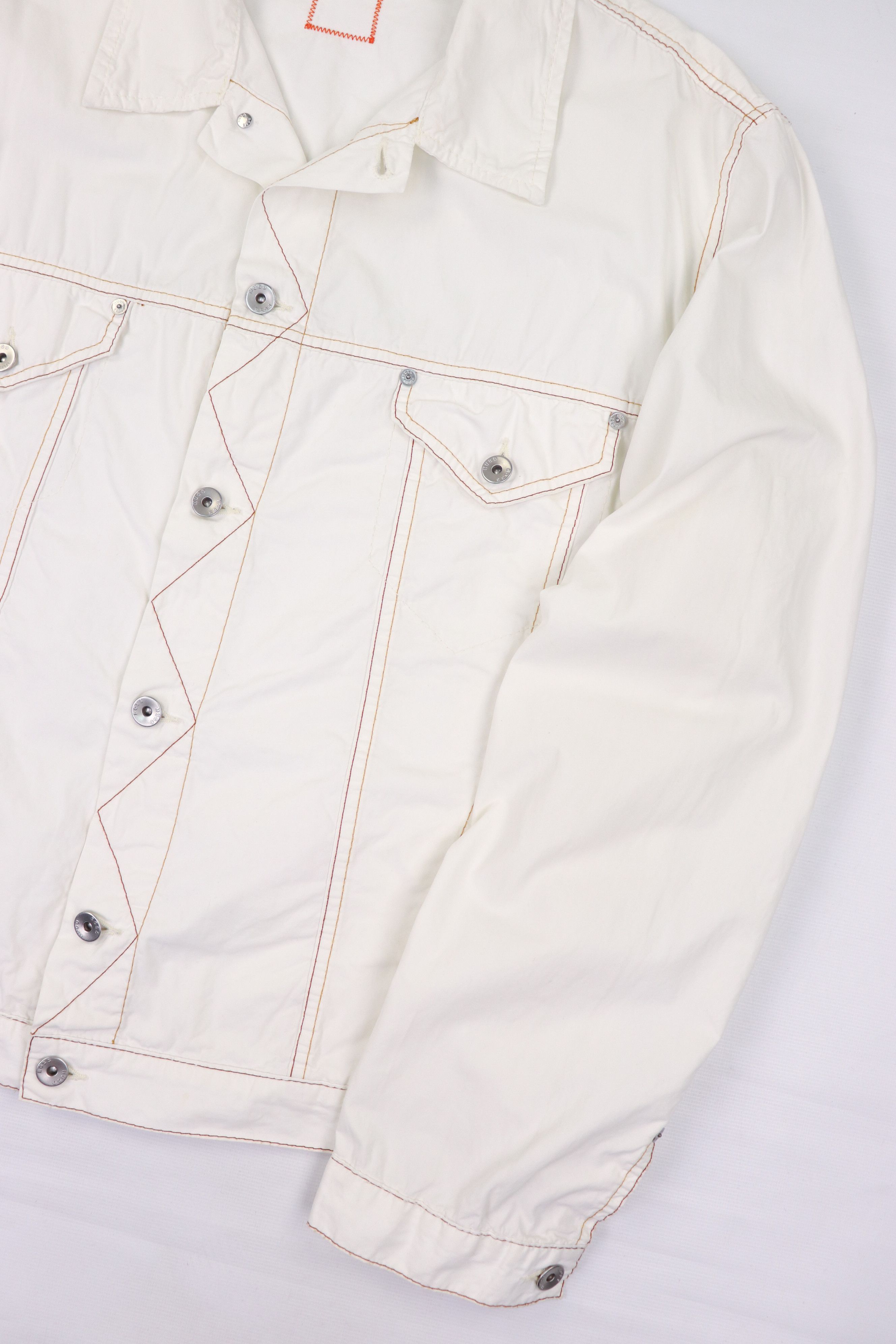 Hugo Boss Hugo Boss Vintage White Cotton Trucker Jacket Size US XL / EU 56 / 4 - 5 Thumbnail