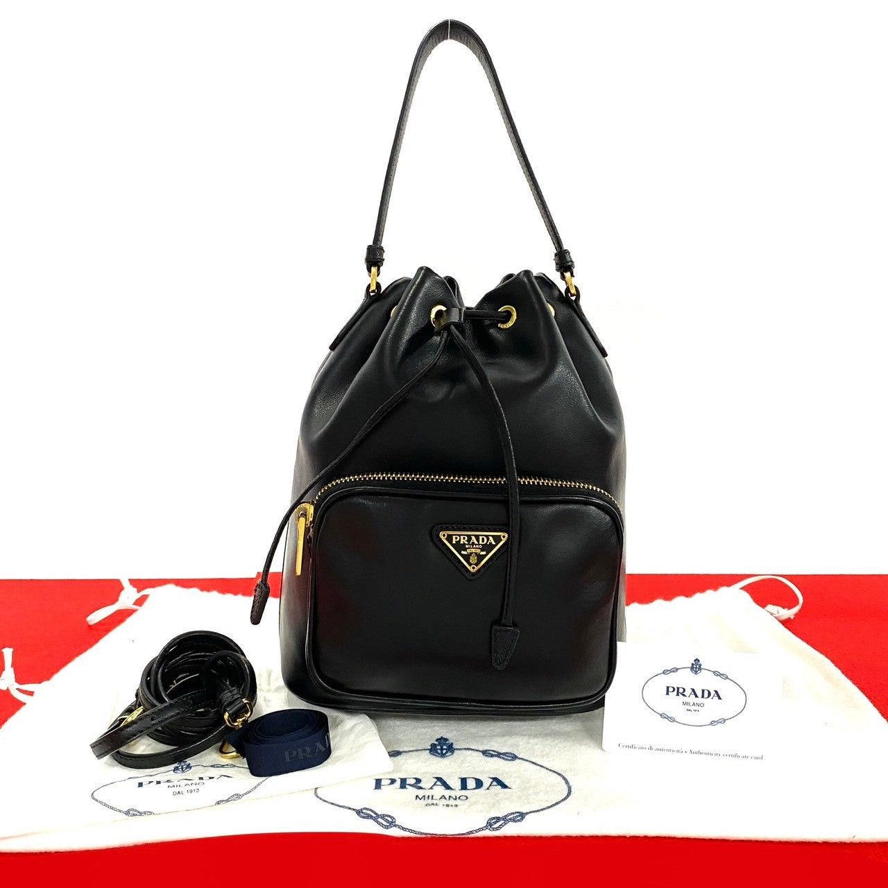 Prada Prada Shoulder Bag Black Leather Size ONE SIZE - 1 Thumbnail