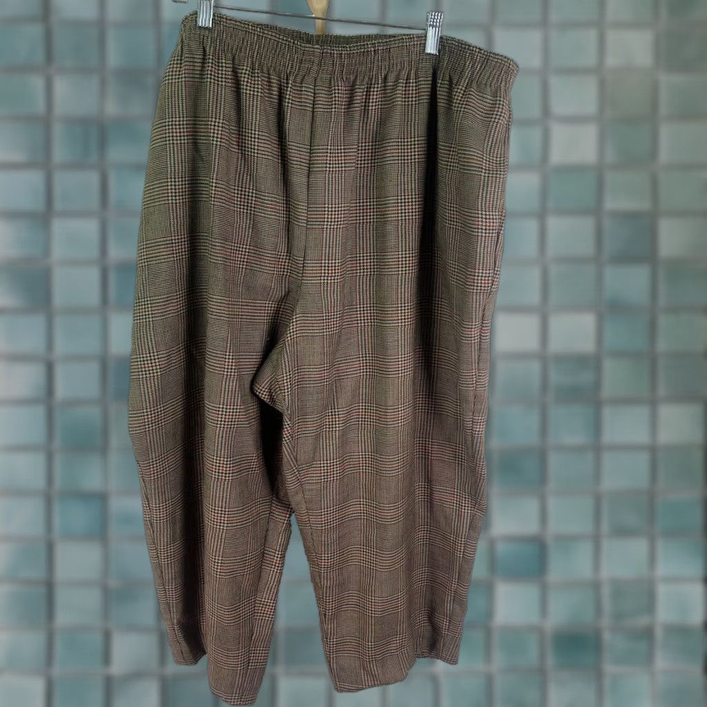 Vintage VINTAGE Sag Harbor Hounds Tooth Stretch Waist Pants Womens 22W Brown 44X23 Plaid Cropped High Rise Straight Leg 80s 90s Womens Sag Harbor Pants Size 40" / US 18 - 1 Thumbnail