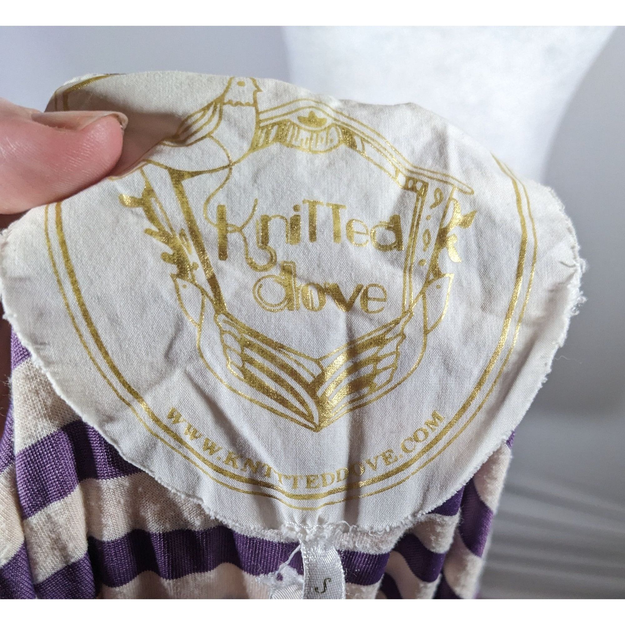 Other Knitted Dove Cottagecore Purple And White striped Dress With Size S / US 4 / IT 40 - 7 Thumbnail
