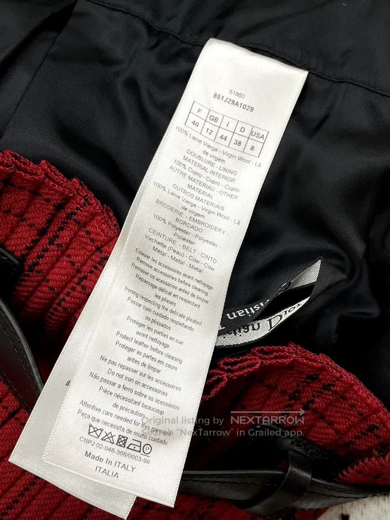 Dior Dior Red wool plaid letter logo pleated skirt Size 26" / US 2 / IT 38 - 6 Thumbnail