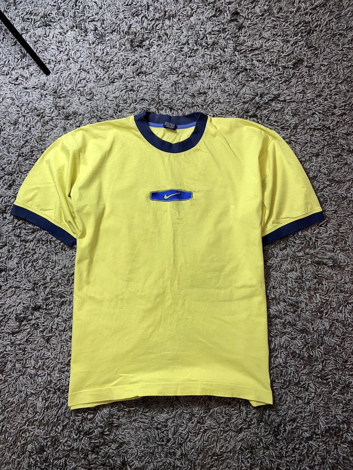 Nike × Vintage NIKE VINTAGE Y2K BOX SWOOSH LOGO YELLOW COTTON T-SHIRT Size US XL / EU 56 / 4 - 1 Thumbnail