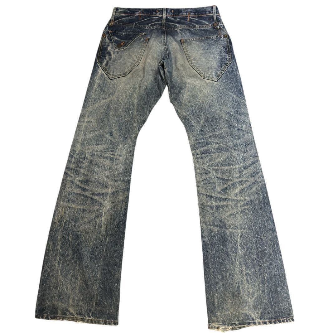14th Addiction Vintage 90s Flared Japanese Distressed Whisker Acid Wash B.W Size US 32 / EU 48 - 2 Thumbnail