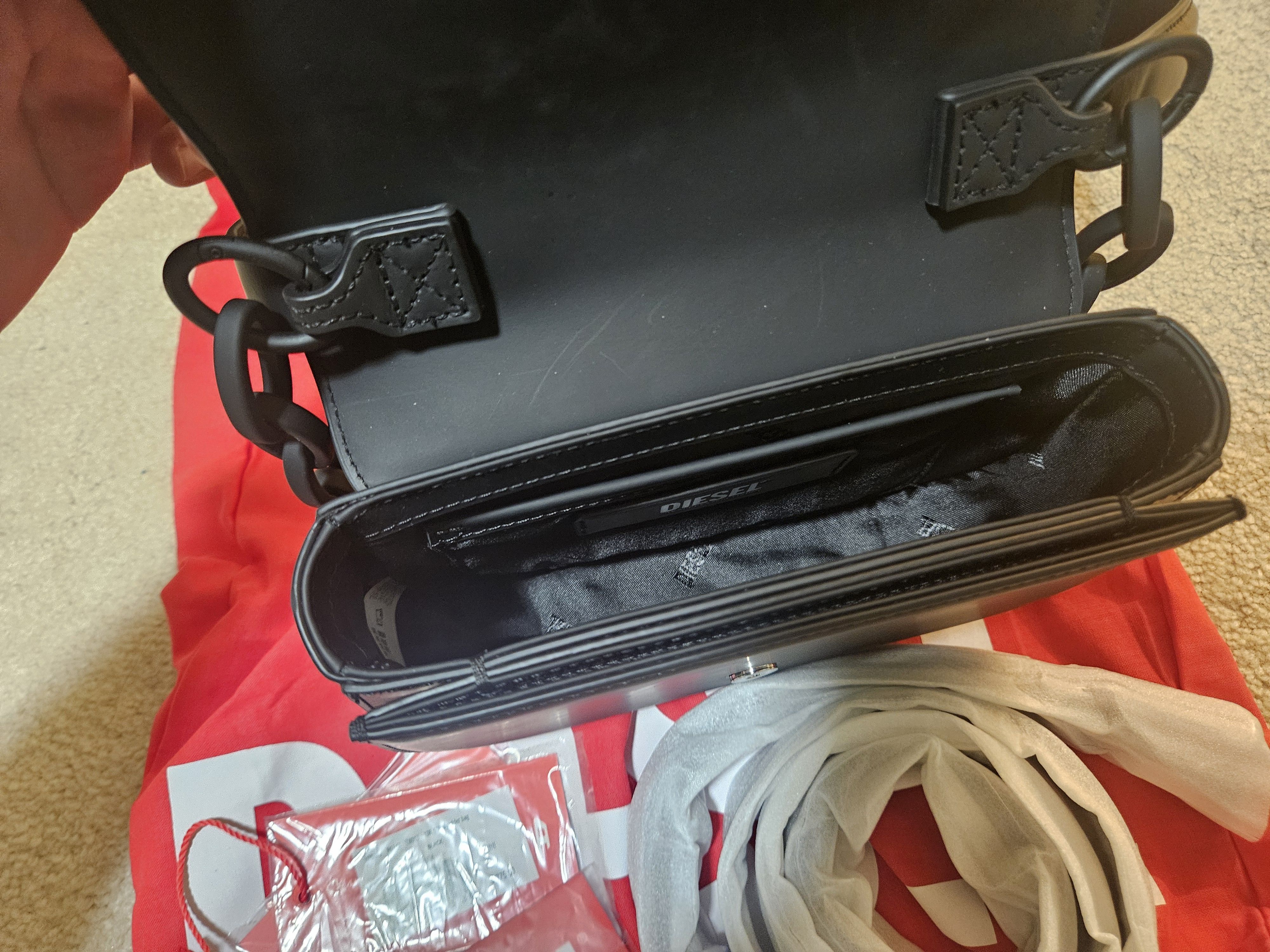 Diesel 1DR Matte Black Diesel Purse With Long Strap Size ONE SIZE - 6 Thumbnail