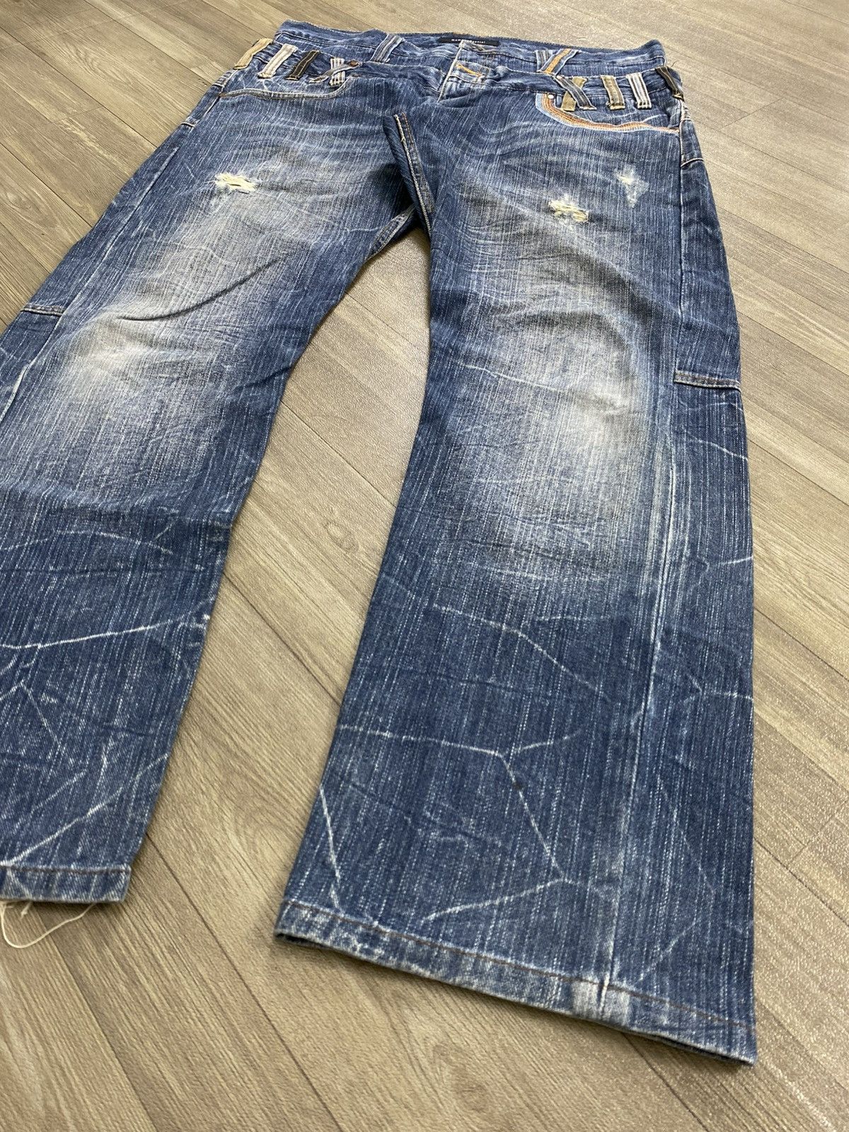 Japanese Brand 2000s Japanese Double Waist Distressed Punk Lgb Jeans Y2K Size US 33 - 5 Thumbnail