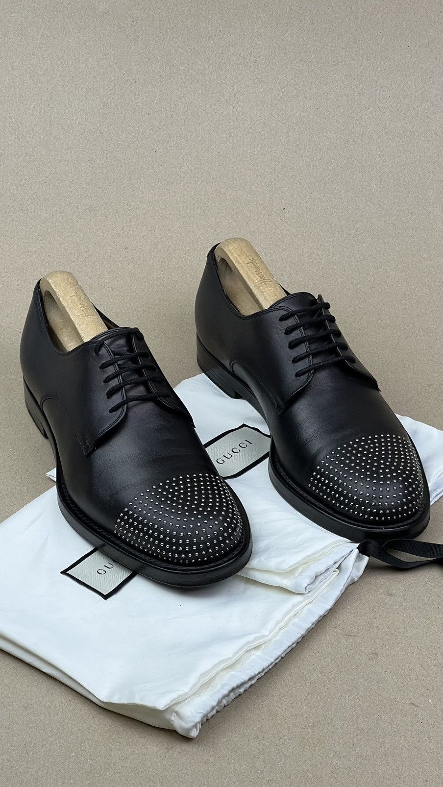 Gucci GUCCI Derby Leather Shoes Cirano Lux Studded Black Men's Size US 8 / EU 41 - 1 Thumbnail