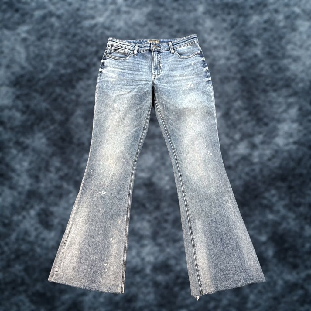 Vintage KUT from the Kloth Stella Ab Fab Flare Jean Jeans 32x30 Distressed Raw Hem Blue Womens Regular 6 Mid Rise Flared Size 34" / US 12 / IT 48 - 1 Thumbnail