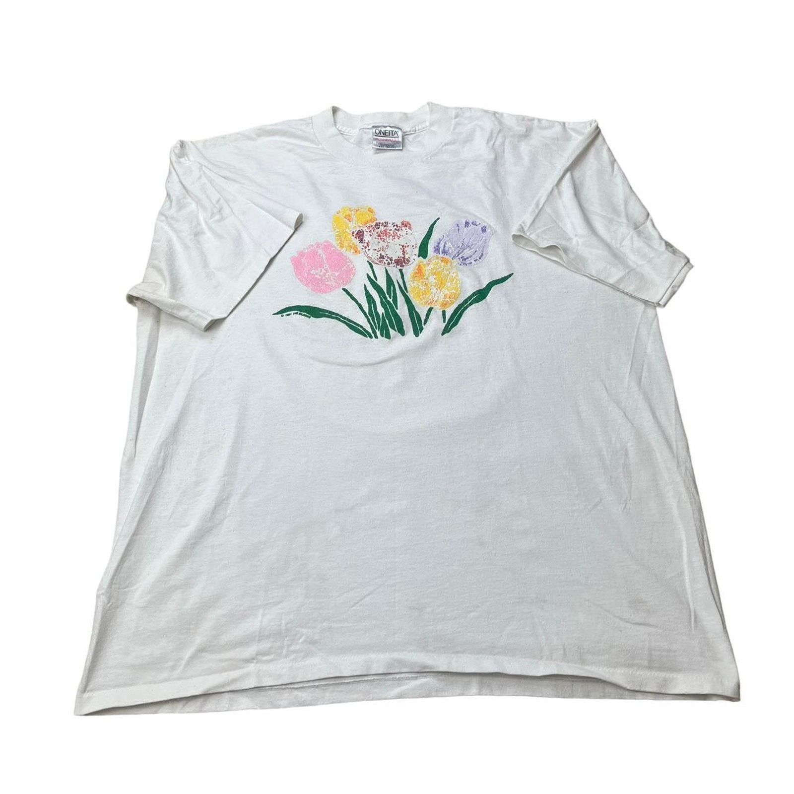 Vintage Vintage 1991 Tulips T Shirt Size US XL / EU 56 / 4 - 4 Thumbnail