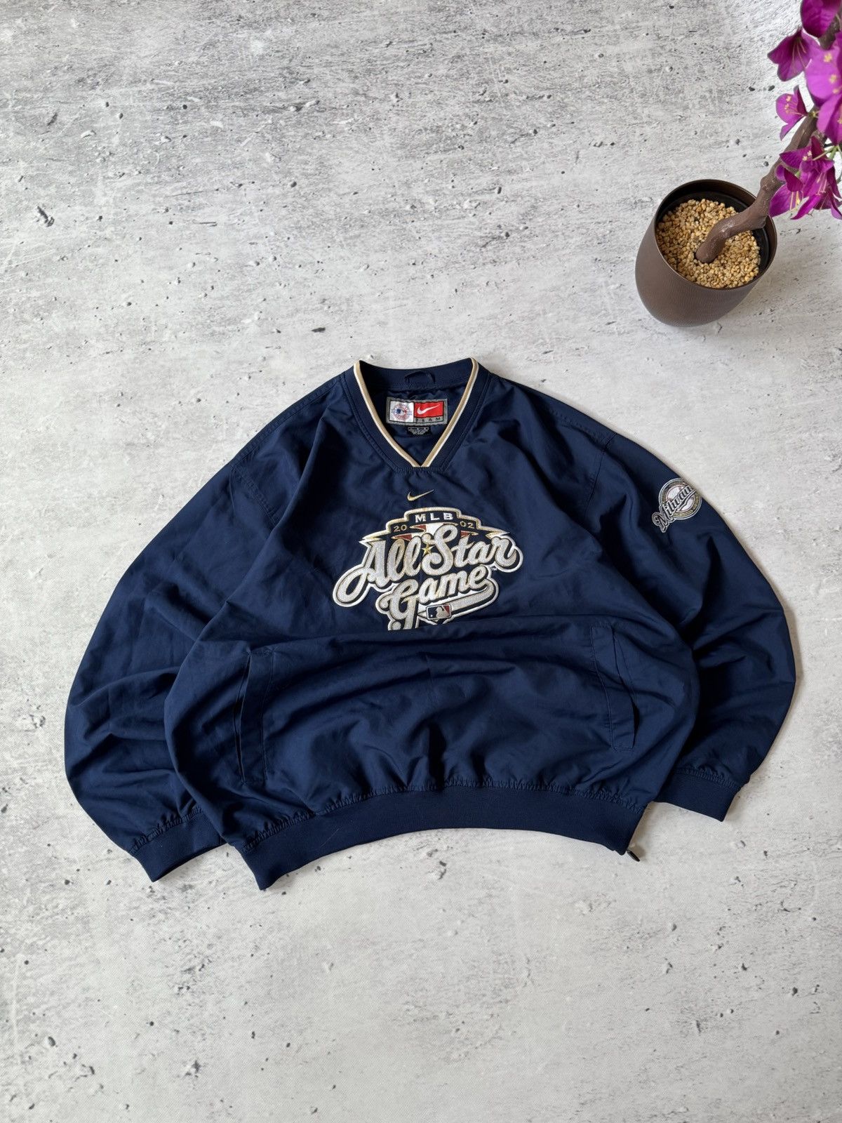 Nike × Vintage NIKE ALL STARS GAME VINTAGE 00s y2k BAGGY NYLON SWEATSHIRT Size US L / EU 52-54 / 3 - 1 Thumbnail