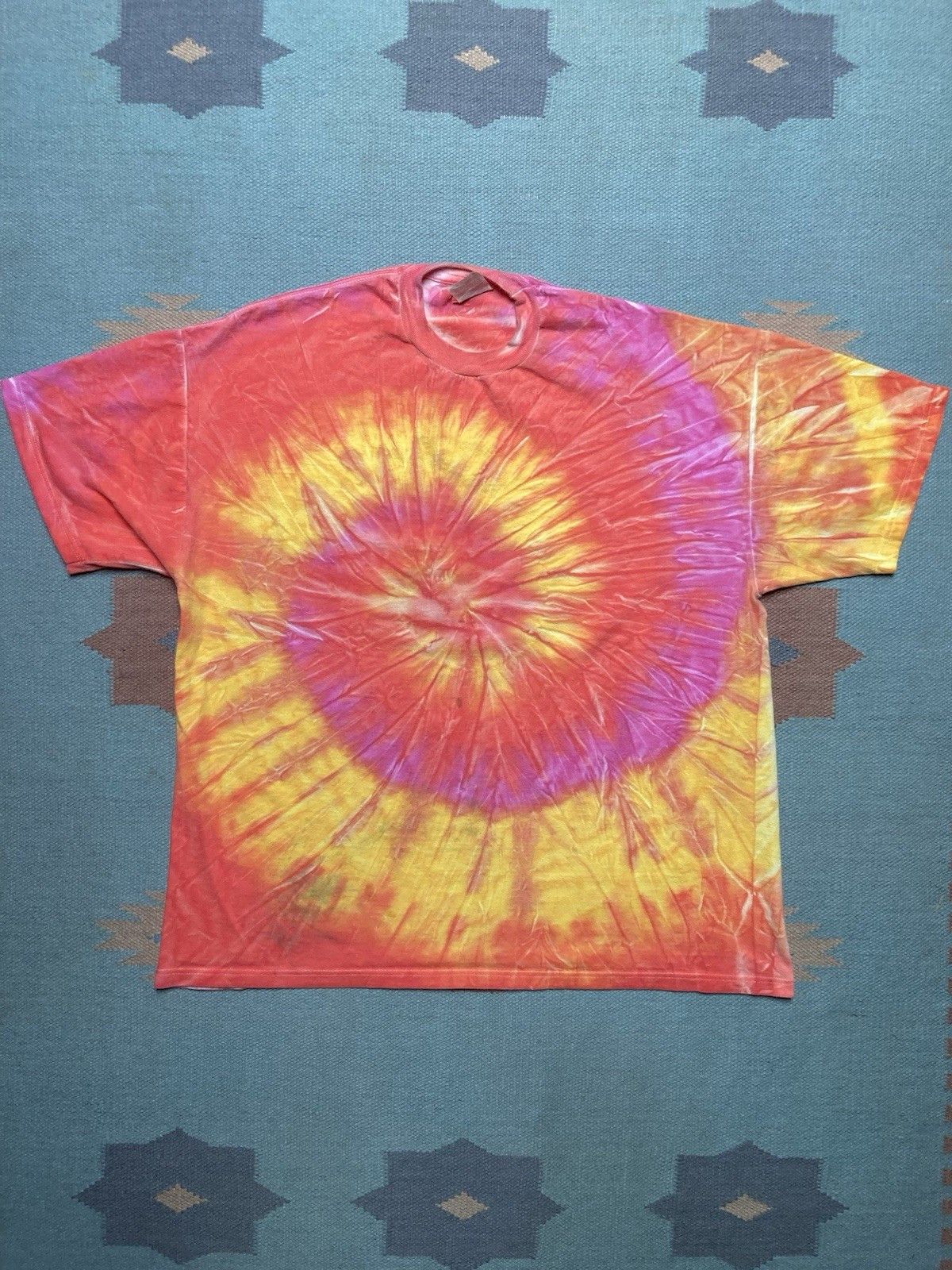 Vintage 90s t shirt tie dye sunburst hippie cotton Jerzees mens XL Size US XL / EU 56 / 4 - 1 Thumbnail
