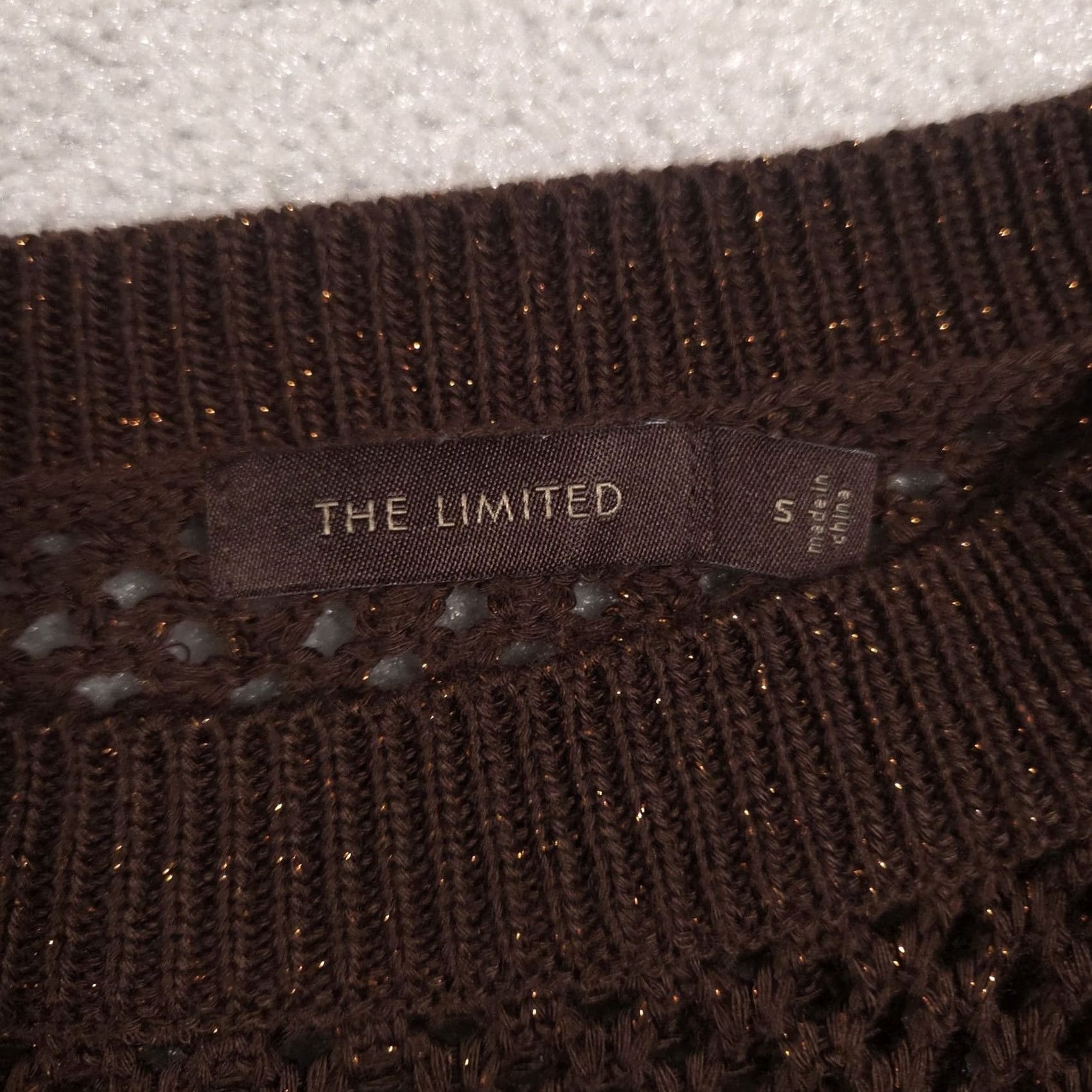 Vintage The Limited Sweater Womens Small Brown Open-Knit Short Sleeve Glitter Pullover Size S / US 4 / IT 40 - 5 Thumbnail