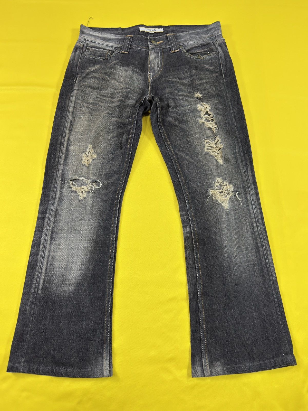 Japanese Brand Tornado mart style VAROSH distressed flare jeans Size US 33 - 5 Thumbnail