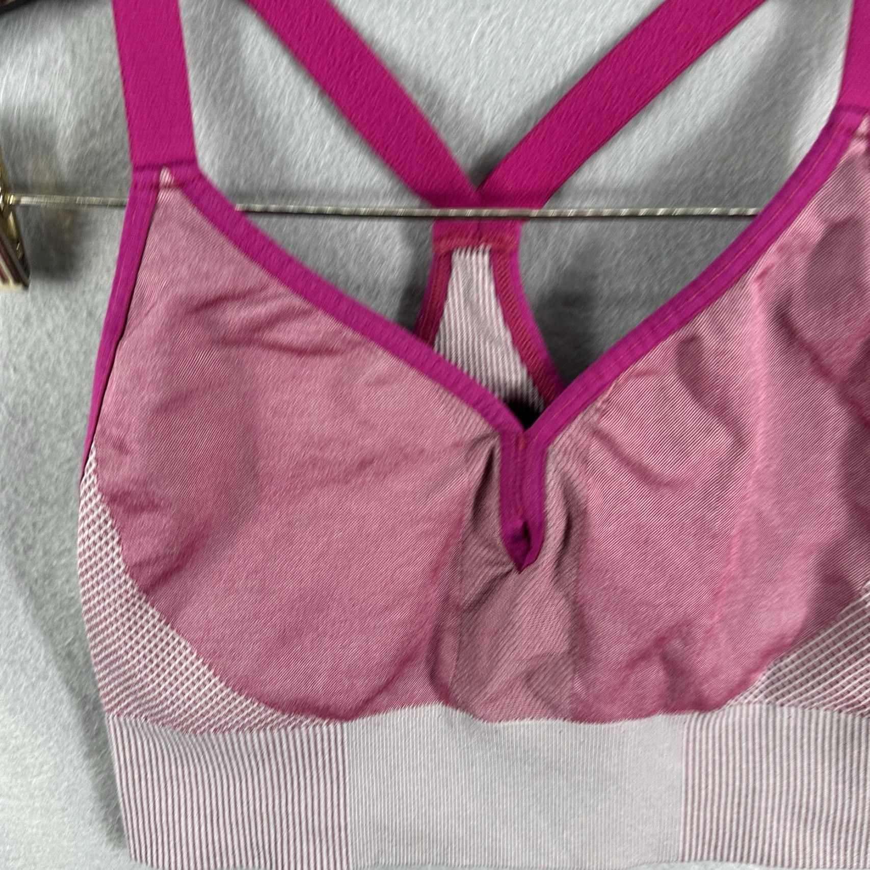 Nike Nike Sports Bra Womens Small Pink Gray Dri-FIT Low-Impact Padded Indy Racerback One Size Bleed of Color? Size ONE SIZE - 5 Thumbnail