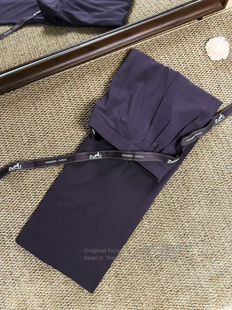 Hermes Hermes Crepe Fine Wool Straight Leg Business Pants, Dark C Size 25" / US 0 / IT 36 - 5 Thumbnail