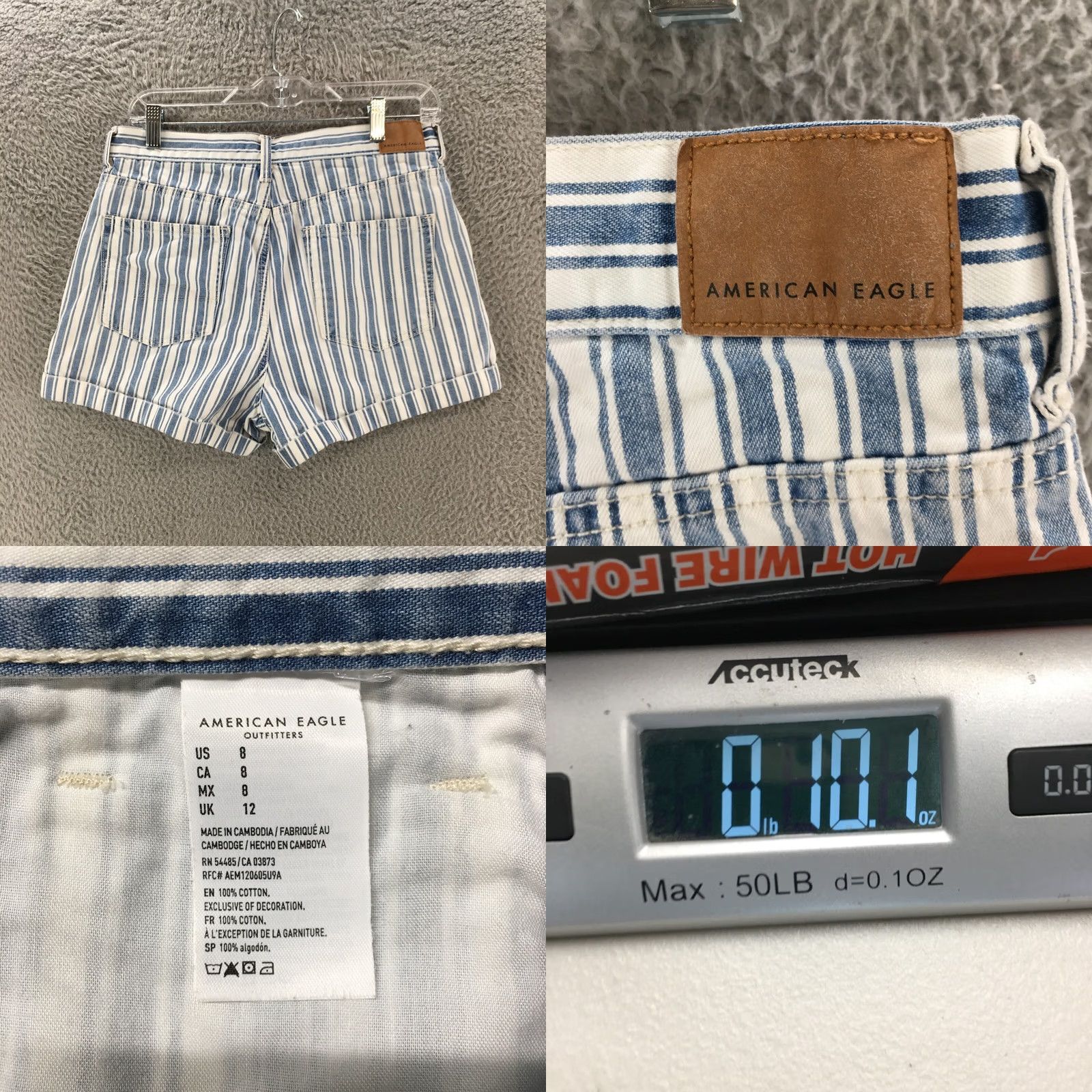 American Eagle Outfitters American Eagle Outfitters Shorts Womens 8 Blue White Plaid High Rise Zip Fly Cuffed Cut-Off Denim 5-Pocket Classic Casual Size 30" / US 8 / IT 44 - 8 Thumbnail