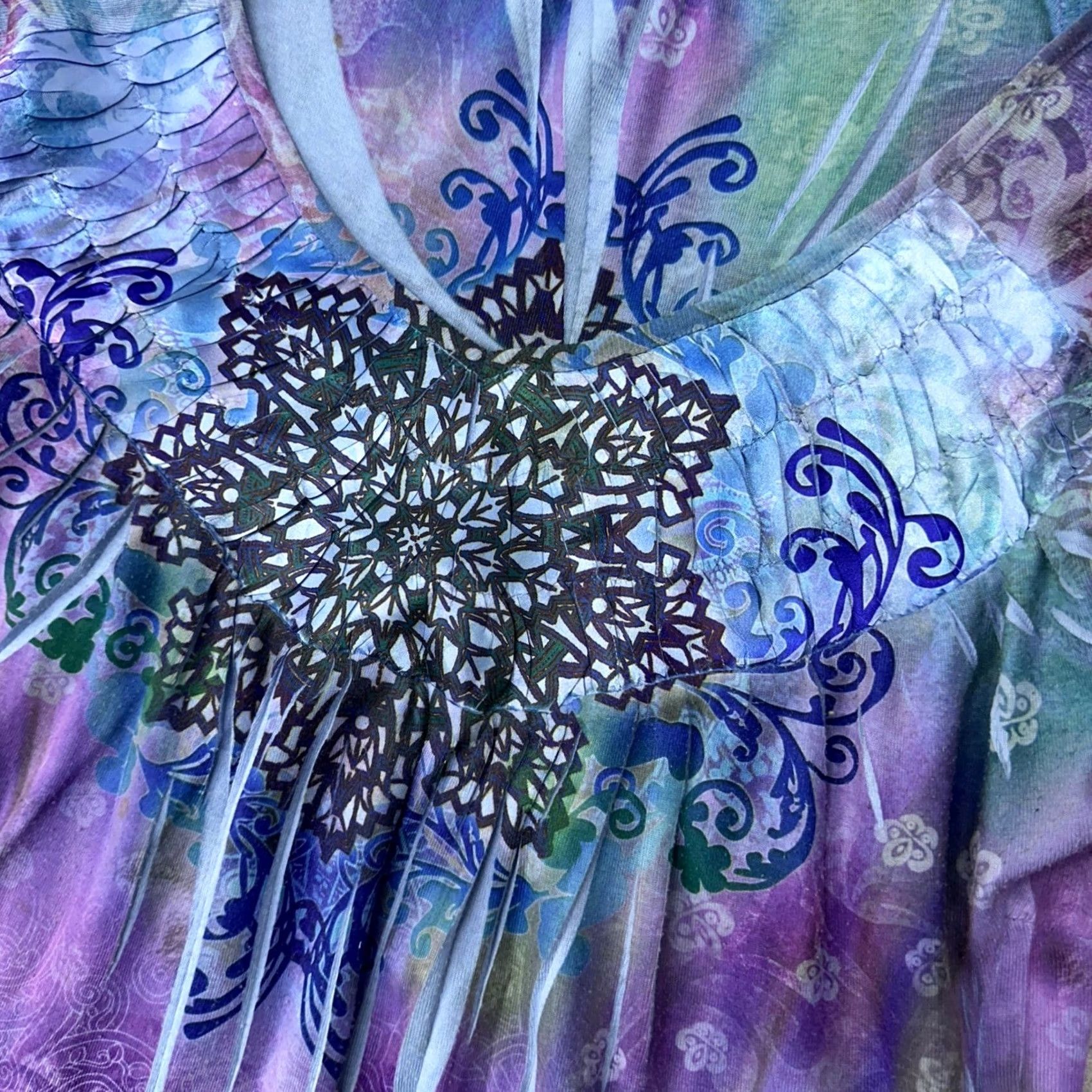 Vintage One World Purple Mandala Boho Top - Extra Large Womens Size L / US 10 / IT 46 - 3 Thumbnail