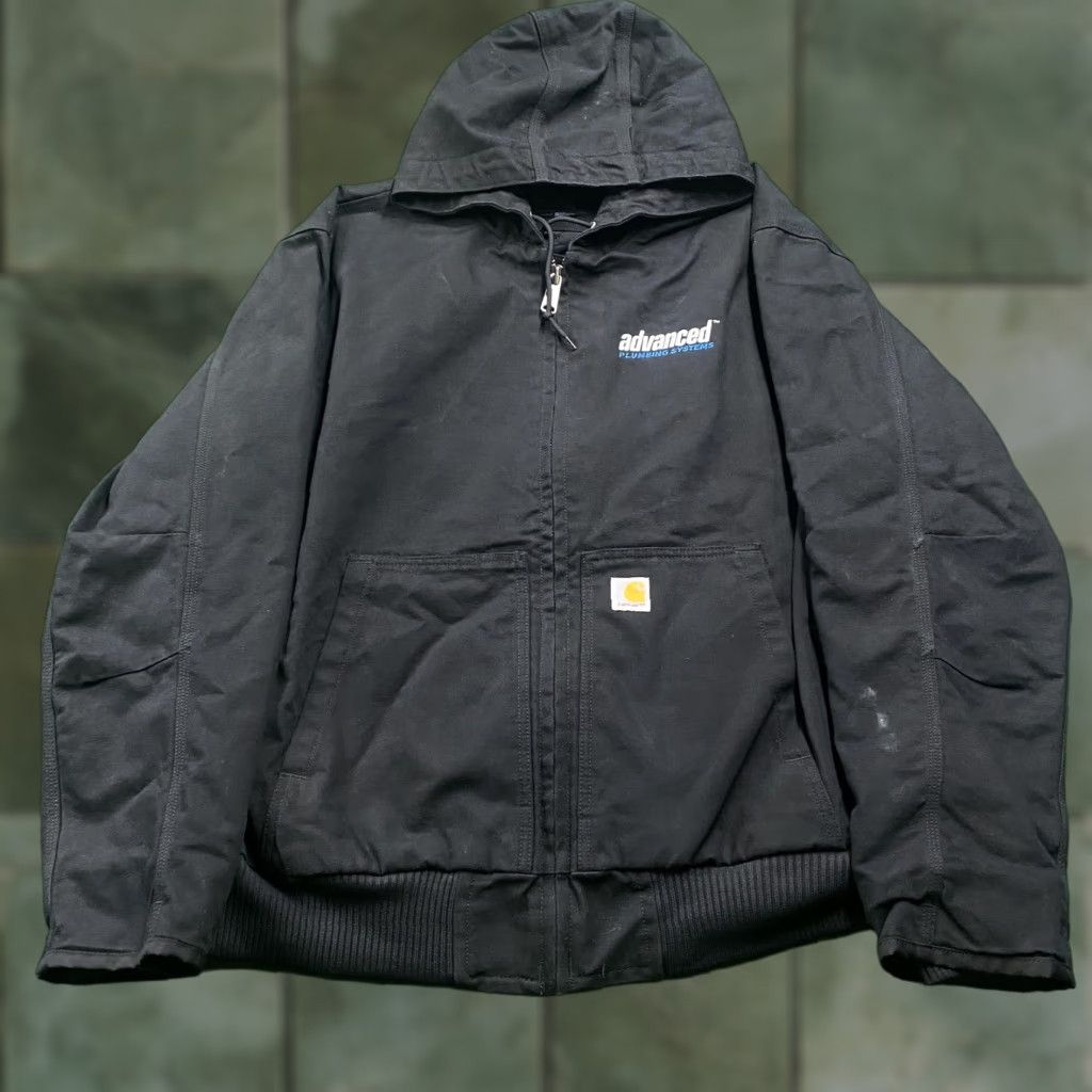 Carhartt VINTAGE Carhartt Jacket Mens XL Black Canvas Quilted Lined Work Hooded Coat Size US XL / EU 56 / 4 - 1 Thumbnail