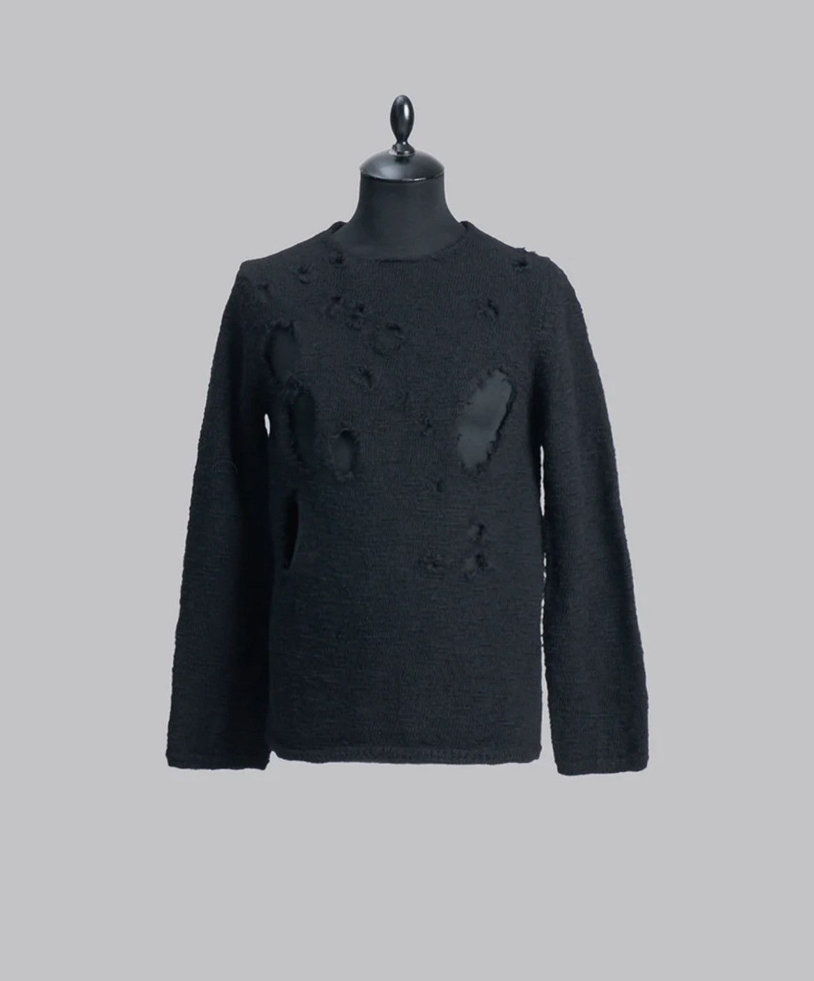 image of Comme Des Garcons Black Ripped Effect Knitwear in Black, Men's (Size Medium)