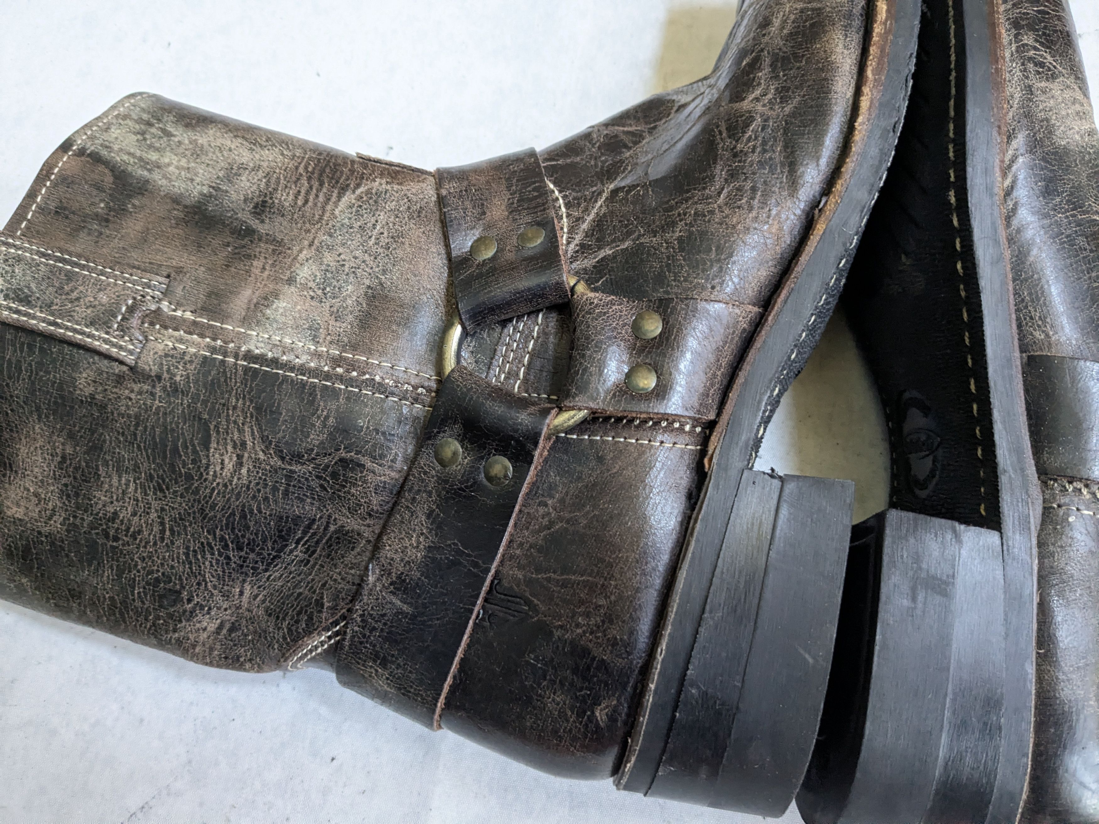 Frye Frye Harness Boots Brown Leather 12 M Leather Buckle Size US 12 / EU 45 - 10 Thumbnail