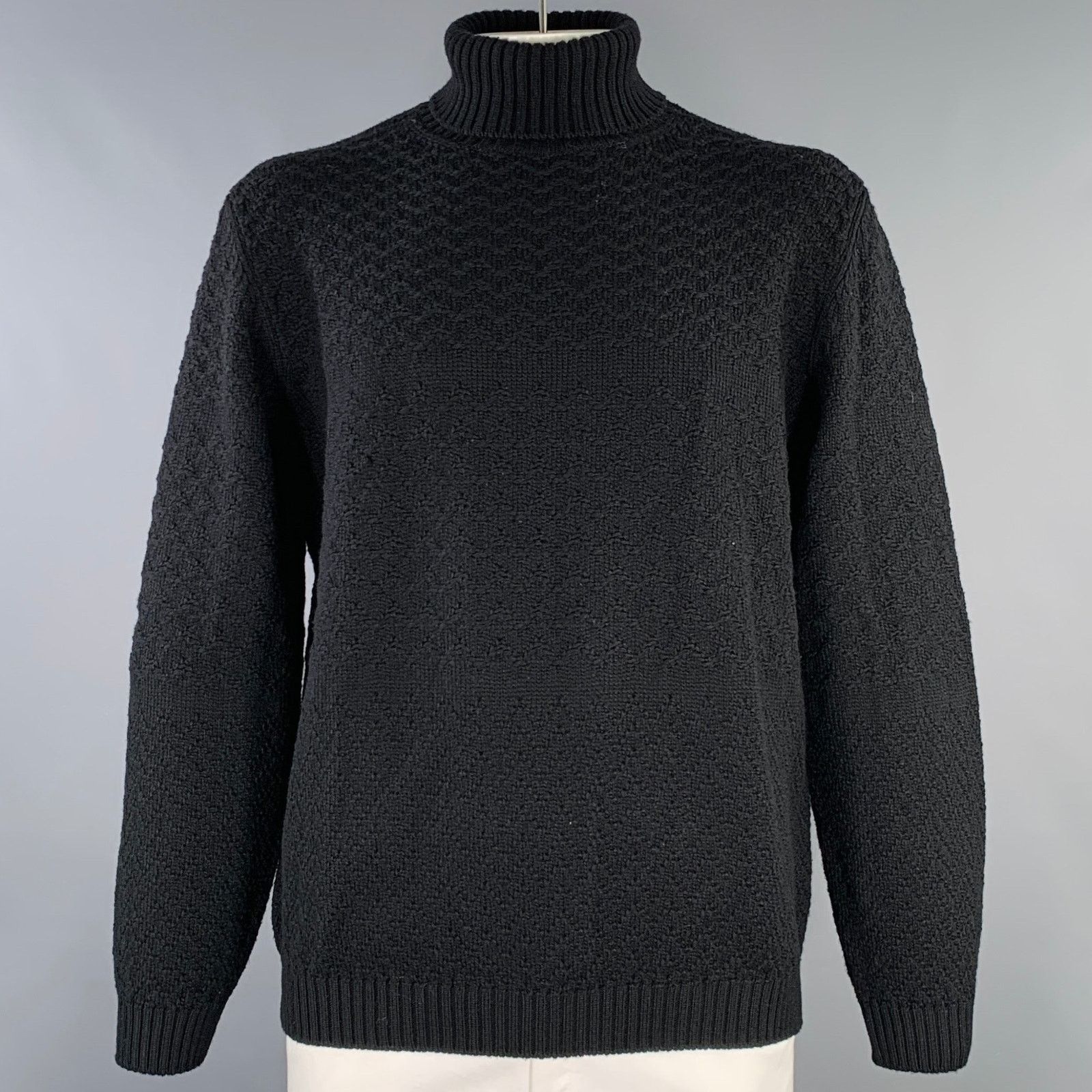 Ermenegildo Zegna ERMENEGILDO ZEGNA Size XL Black Knit Wool Turtleneck Sweater Size US XL / EU 56 / 4 - 1 Thumbnail