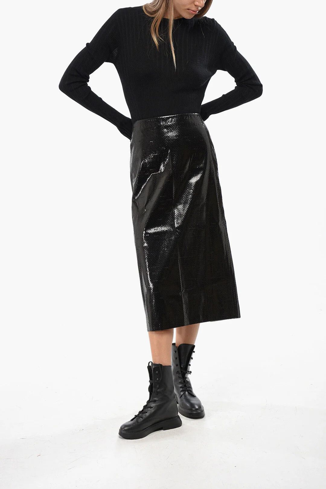 Alexander McQueen og1mm0426 Silk Sheath Longuette Skirt in Black Size 27" / US 4 / IT 40 - 4 Thumbnail