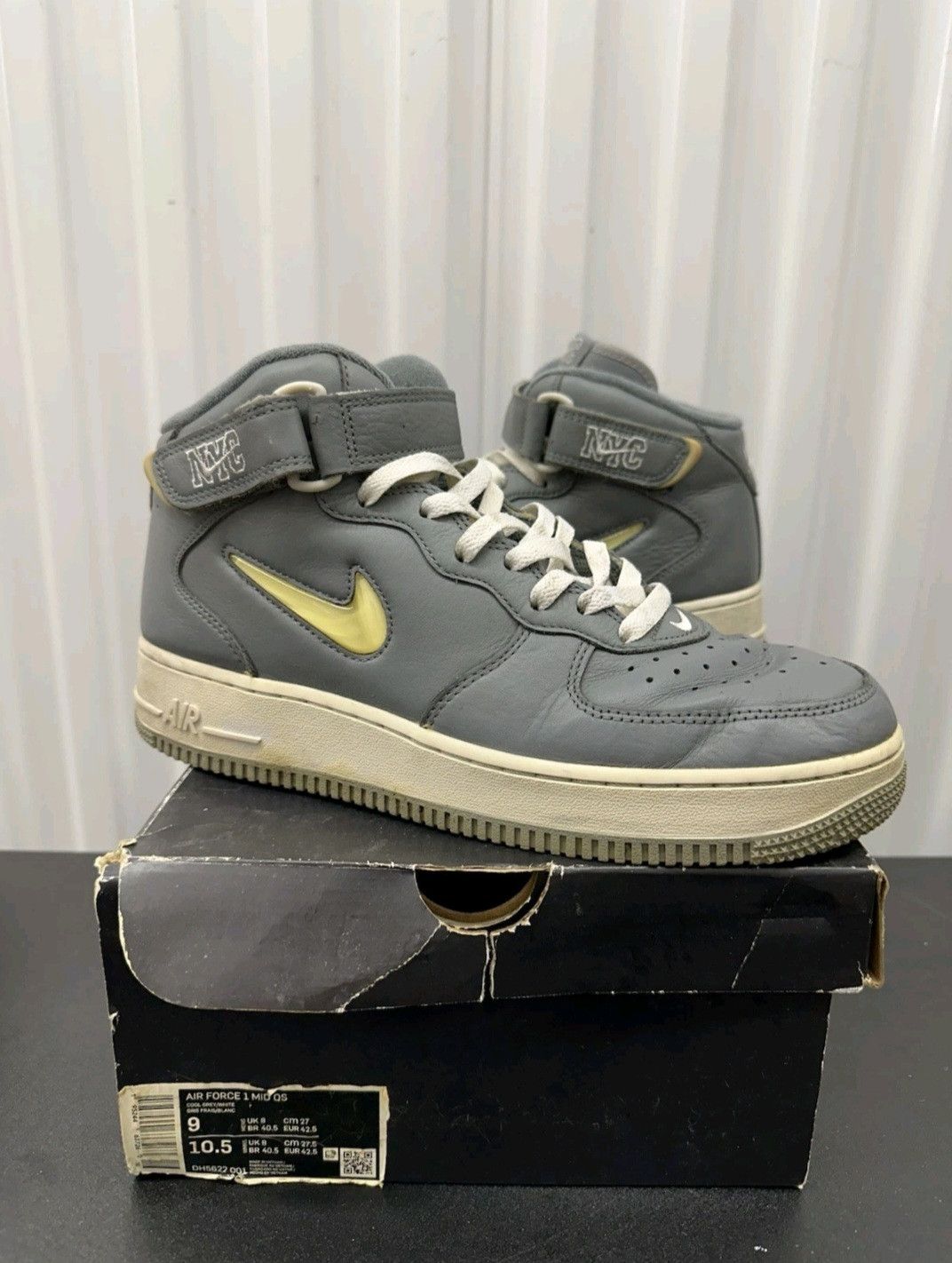 Nike Nike Air Force 1 Mid Jewel QS NYC - Cool Grey Size 9 Men Size US 9 / EU 42 - 1 Thumbnail