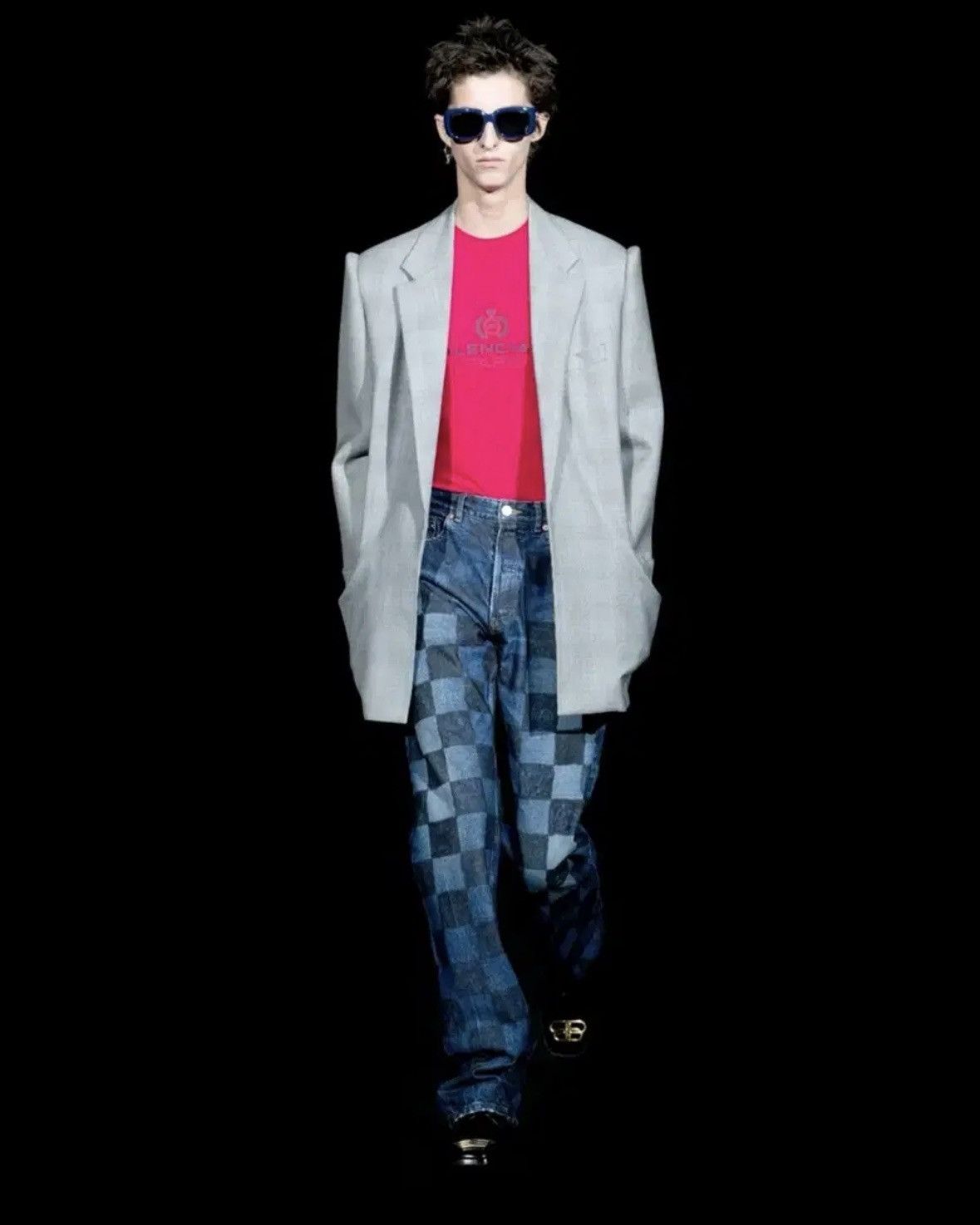 Balenciaga Balenciaga 19FW CHECKERBOARD SHARPIE Denim Jean Size US 29 - 2 Thumbnail