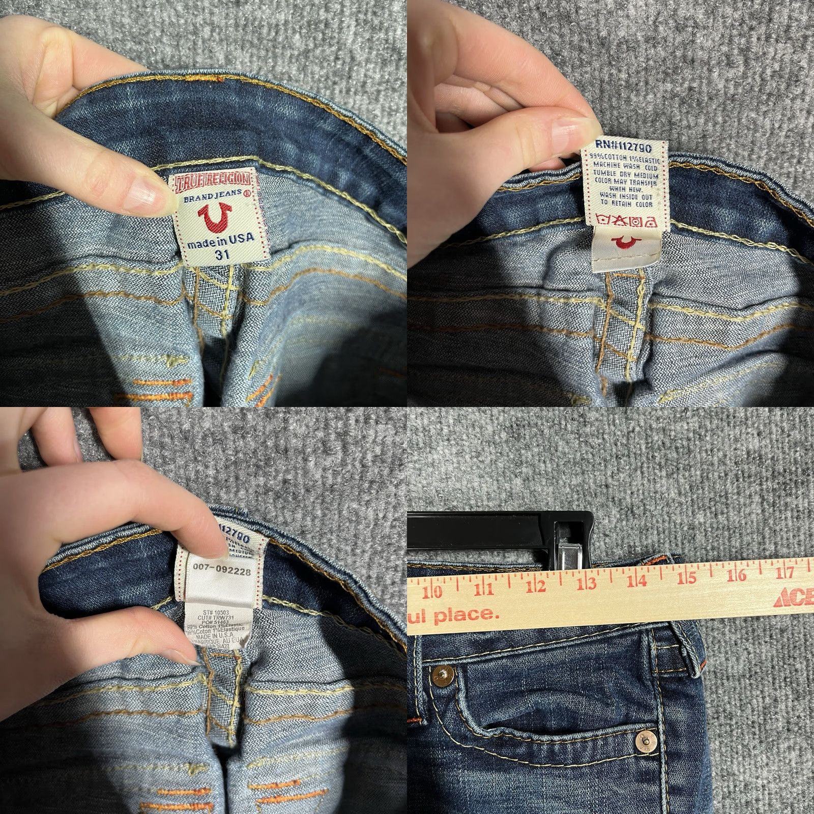 True Religion True Religion Jeans Flared Vintage Women SZ 31 Blue Denim 5-Pocket Distressed Stretch USA Flare 27in Inseam Size 24" / US 00 / IT 34 - 9 Thumbnail