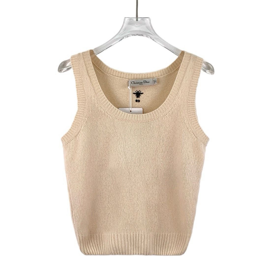 Dior Dior Beige Cashmere Crew Neck Sleeveless Knit Vest K26WX Size XS / US 0-2 / IT 36-38 - 1 Thumbnail