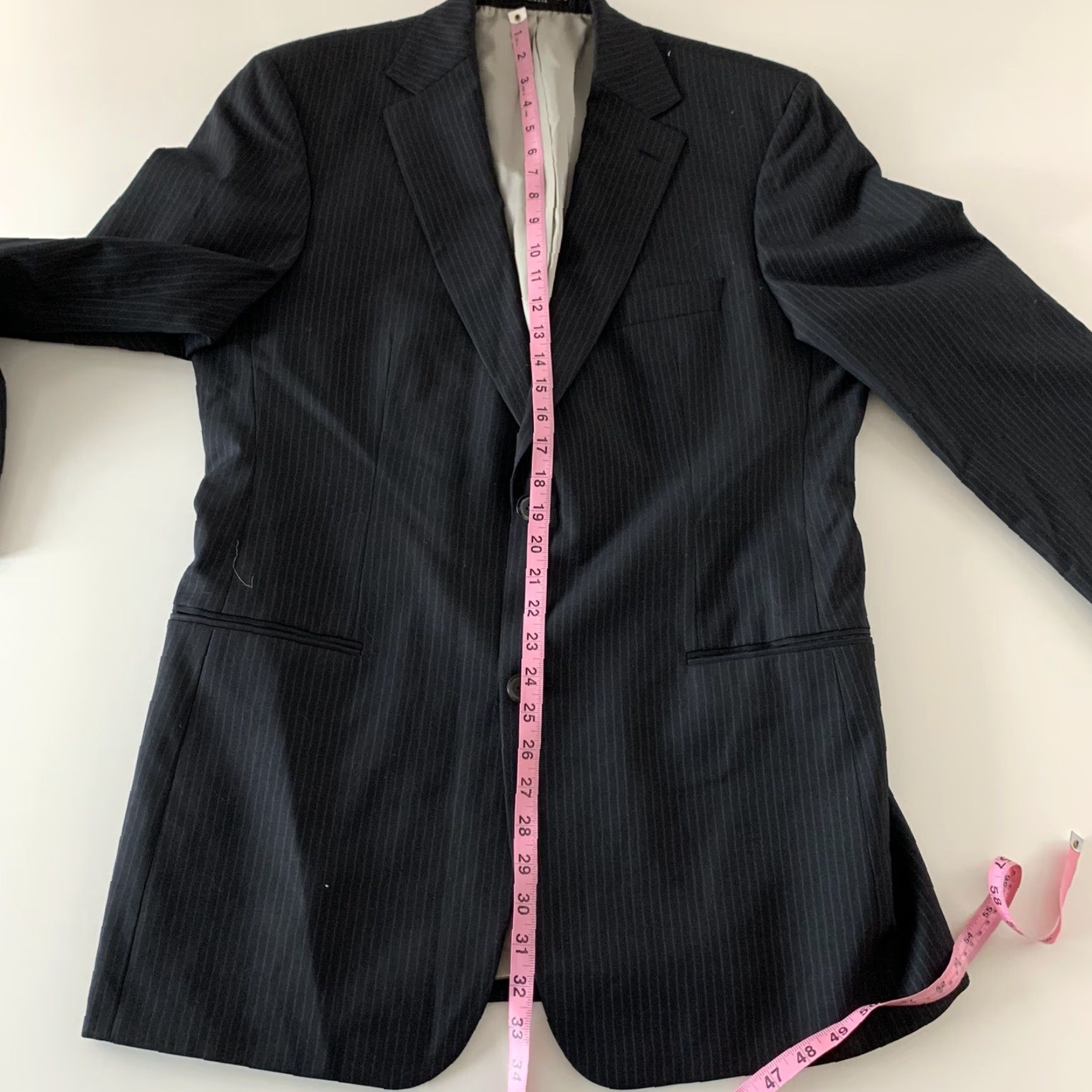 Hugo Boss HUGO BOSS Bertolucci 2 Button Striped Navy Blue Suit Jacket Men's 42L Blazer Adult Blue Striped 90s? Size 42R - 5 Thumbnail