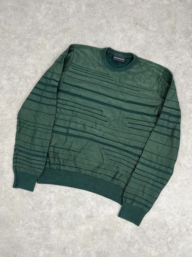 Emporio Armani AW2018 Emporio Armani Dark Green Ribbed Stripes Sweater Size US S / EU 44-46 / 1 - 5 Thumbnail