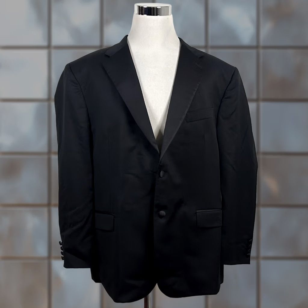 Joseph Abboud Joseph Abboud Tuxedo 50R Flat Front Black REDA Wool Two Button Vented Two-Piece Suit Mens Size 50R - 1 Thumbnail