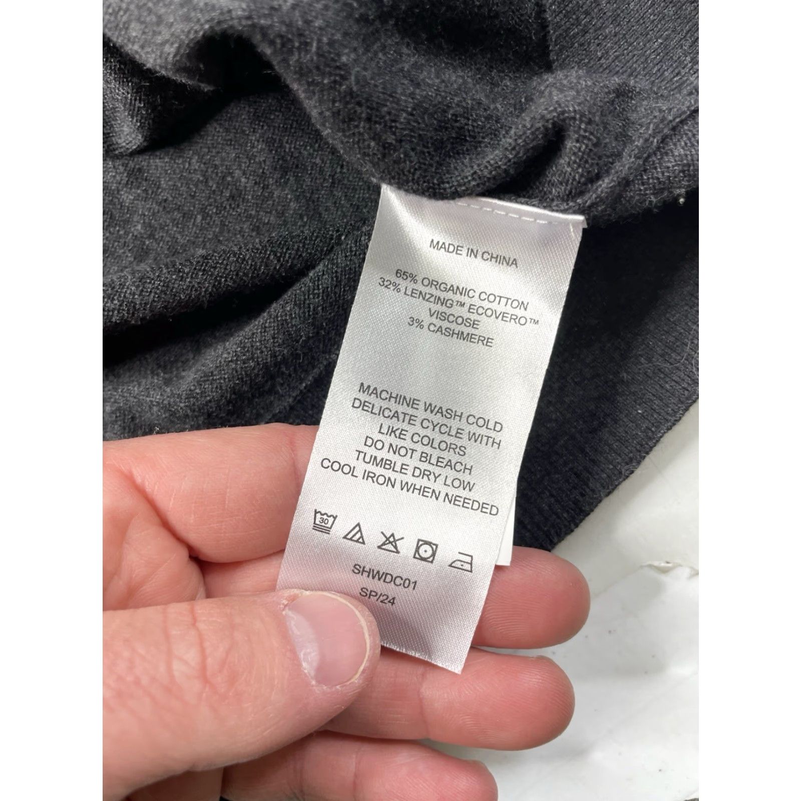 Quince Quince Lightweight Organic Cotton Cashmere V Neck Sweater Womens L Gray Pullover Knit Regular Size L / US 10 / IT 46 - 6 Thumbnail