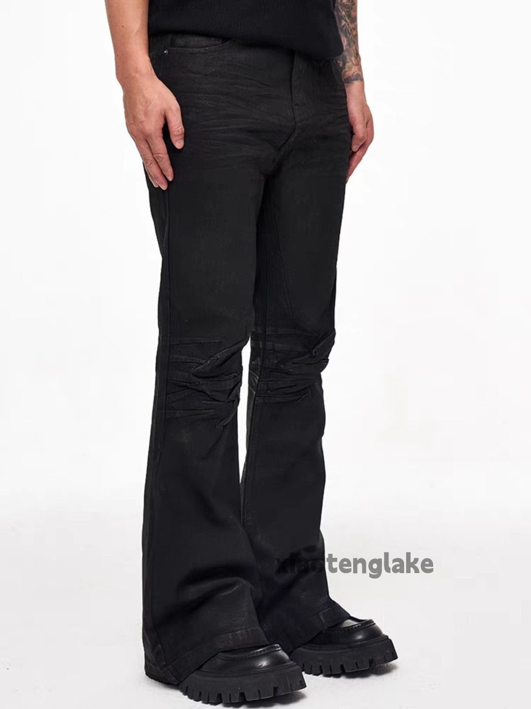 Designer × Jean × Vintage Unisex utility punk grunge bootcut wax stain paint jeans Size US 34 / EU 50 - 5 Thumbnail