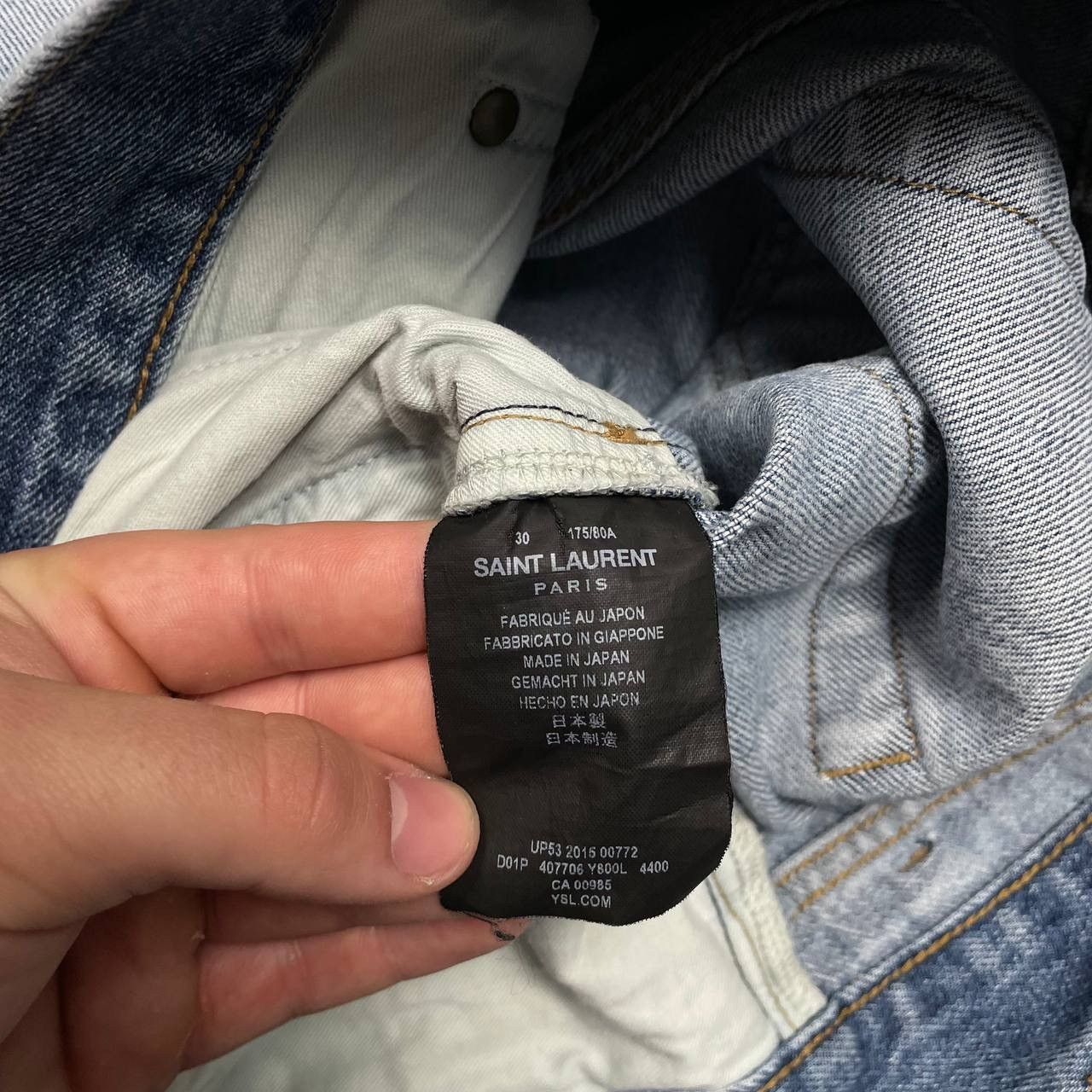 Saint Laurent Paris Saint Laurent D02 Washed Blue Distressed Jeans Skinny Fit Size US 30 / EU 46 - 11 Thumbnail