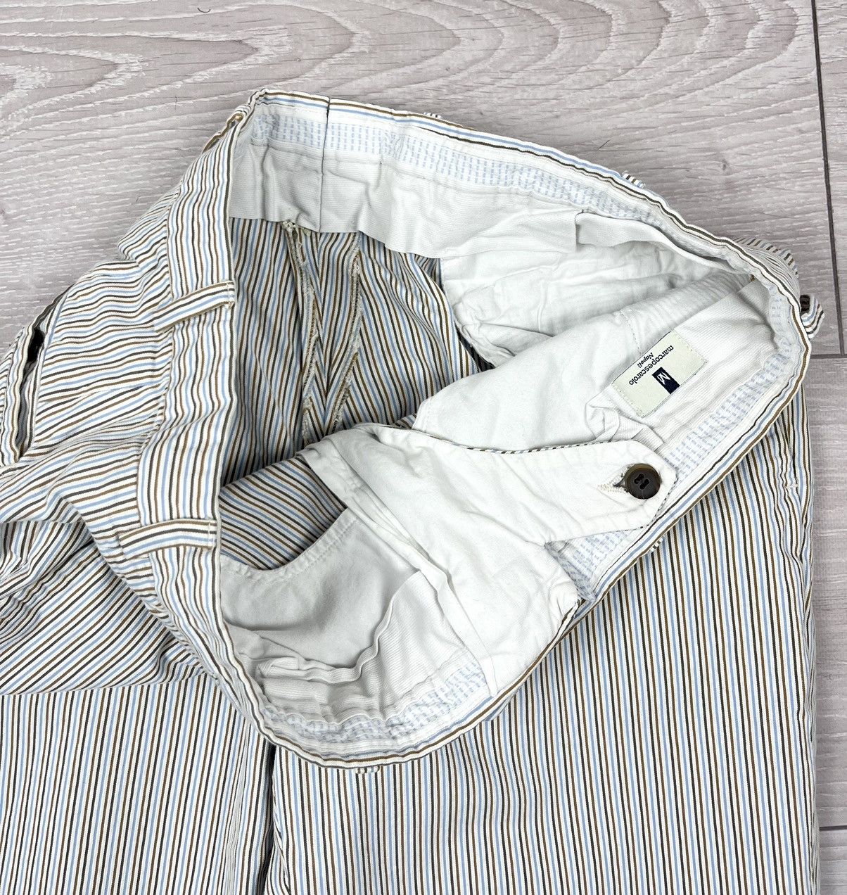 Marco Pescarolo Marco Pescarolo White Cotton Striped Luxury Chinos Pants Size US 34 / EU 50 - 7 Thumbnail