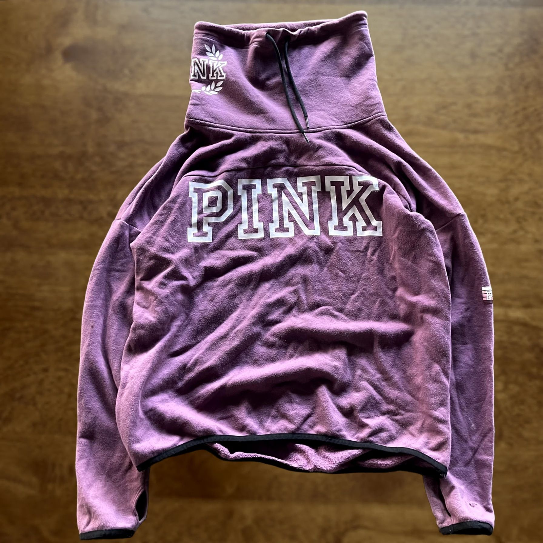 Pinko VINTAGE Victoria's Secret PINK Sweatshirt Womens Medium Purple Funnel Neck Fleece Logo Size M / US 6-8 / IT 42-44 - 1 Thumbnail