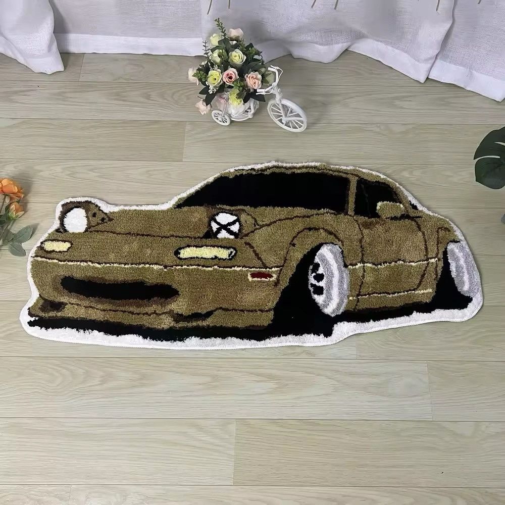Handmade Handmade Tufted Racing Sports Car Carpet Rug Size ONE SIZE - 1 Thumbnail