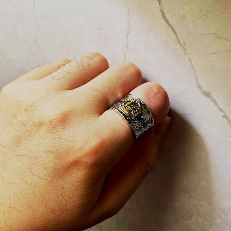 Vintage Resizable Cracking Golden Horus Eye Wide Punk Gothic Ring Size ONE SIZE - 7 Thumbnail