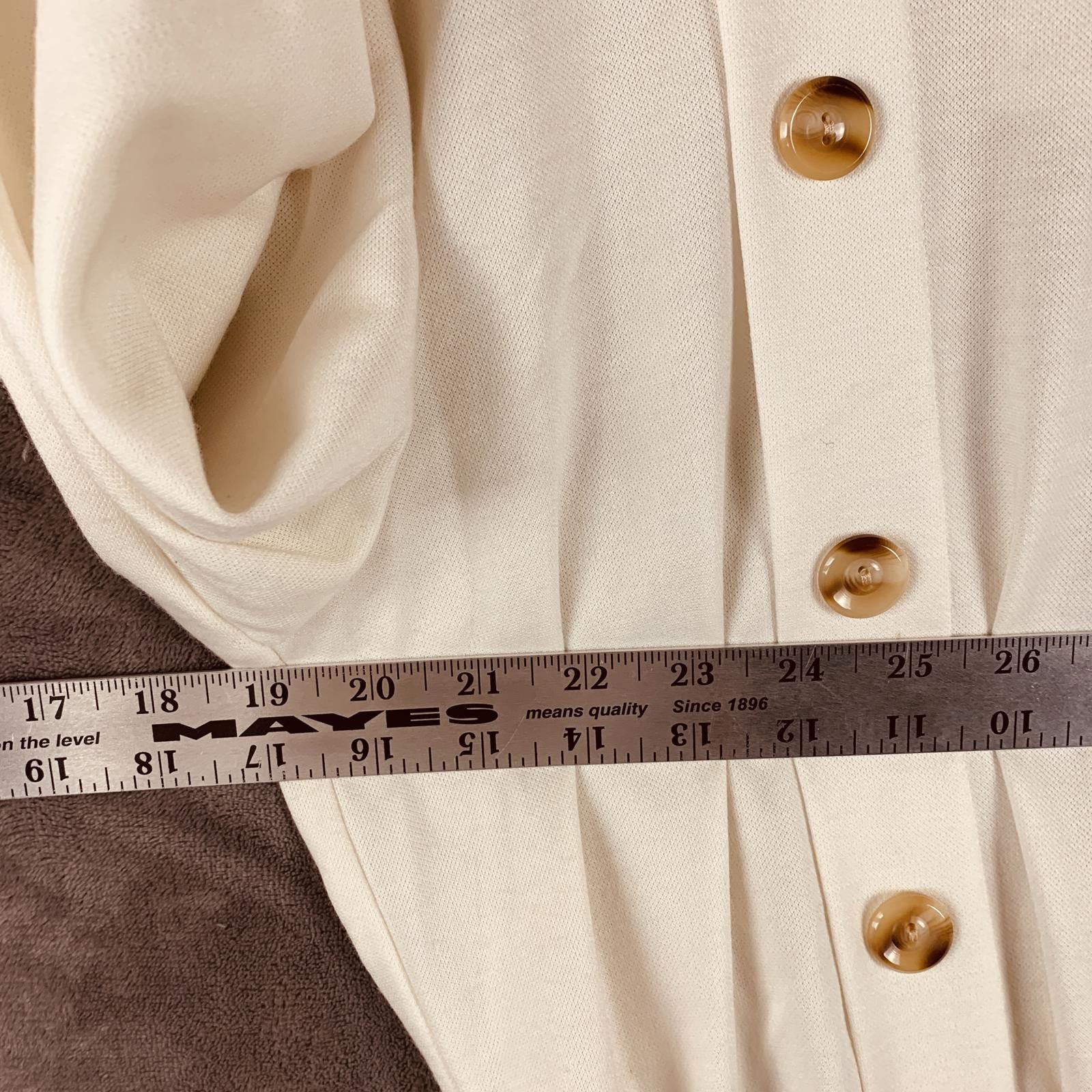 Designer Vintage Periwinkle Cream LS Wool Midi Dress w Button DTL 382 Size XL / US 12-14 / IT 48-50 - 5 Thumbnail