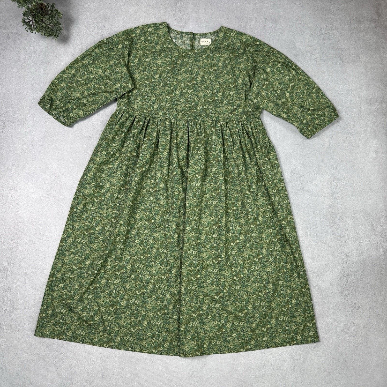 Offon Floral Puff Sleeve Dress Midi Oversized