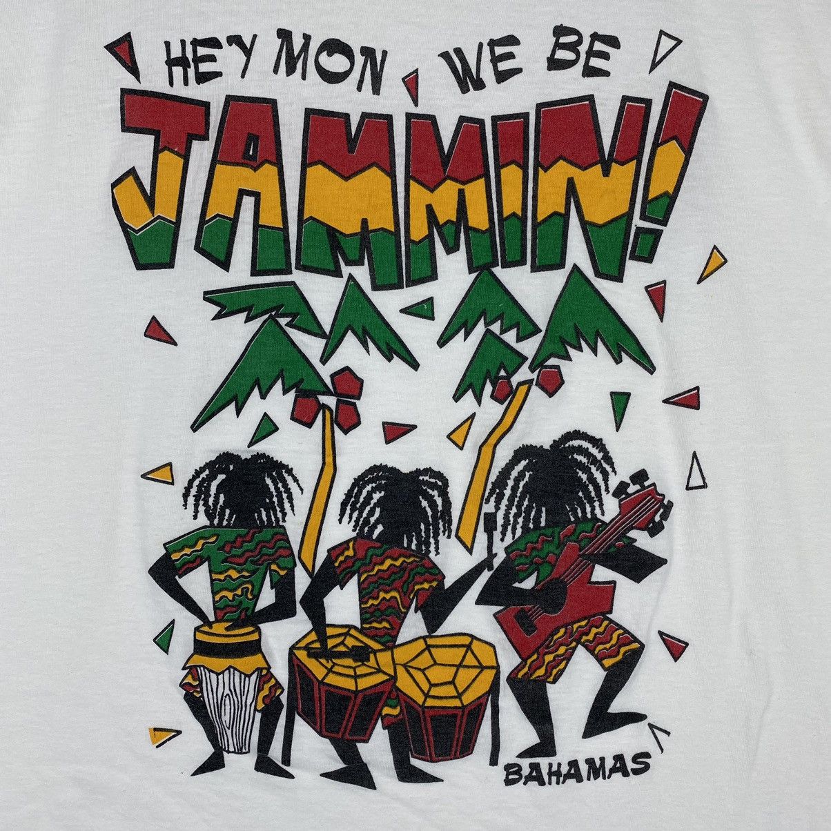 Vintage VINTAGE 90's BAHAMAS HEY MON WE BE JAMMIN! RASTA TEE Size US M / EU 48-50 / 2 - 3 Thumbnail